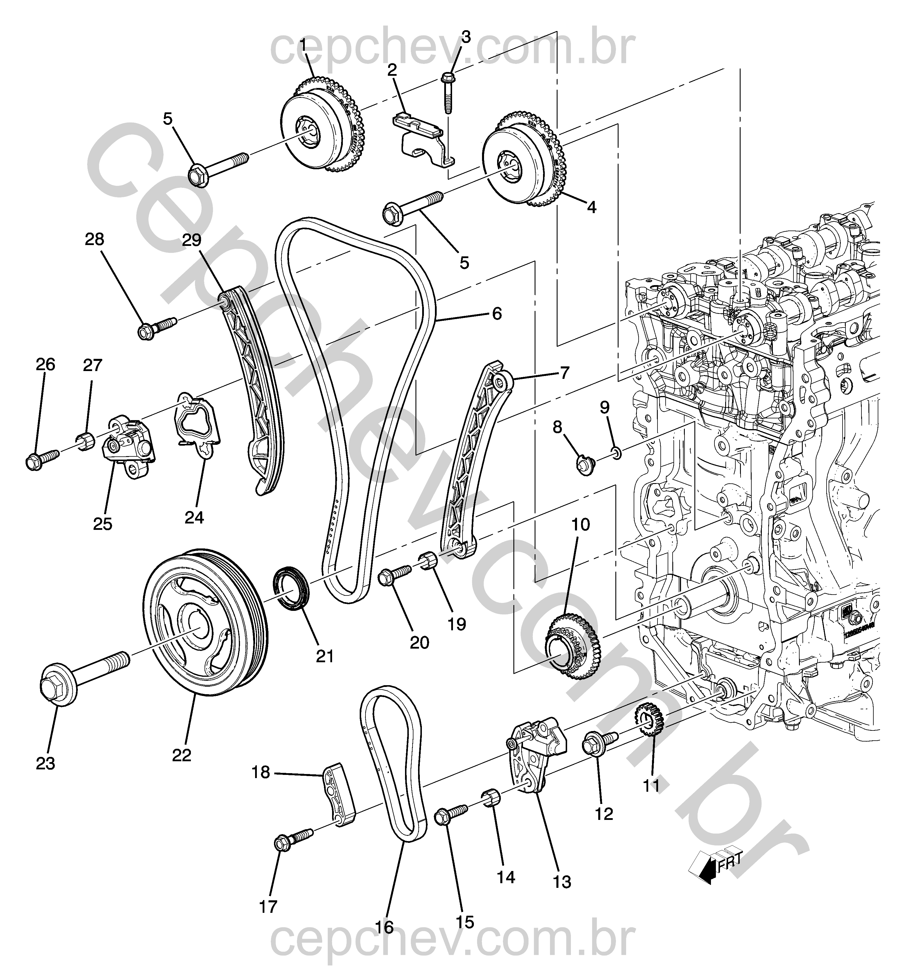 Correia e tensor de distribuição motor 2.0L L4 (LTG/2.0X)