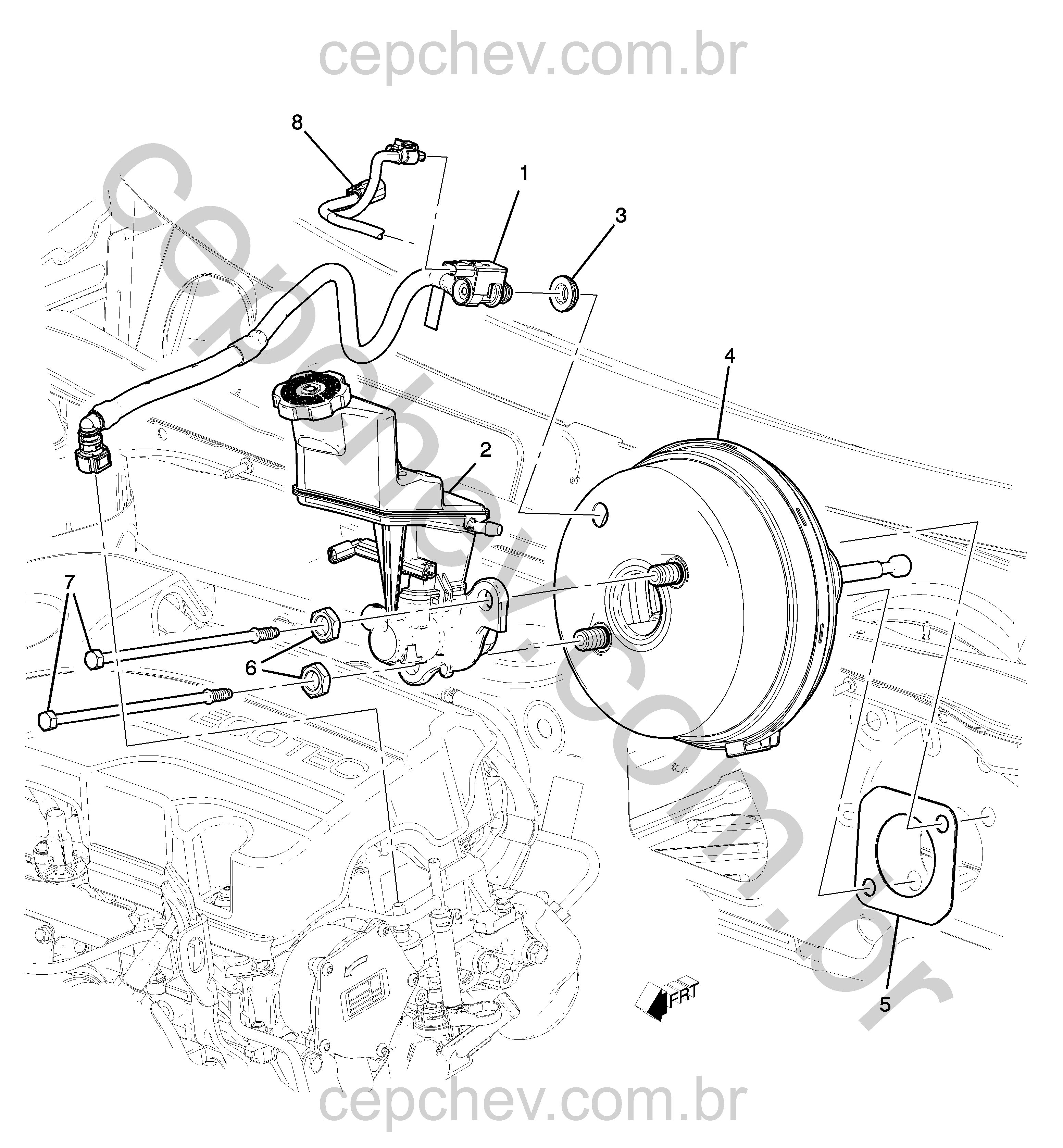 Montagem do servomotor e cilindro mestre do freio (LYT/1.5)