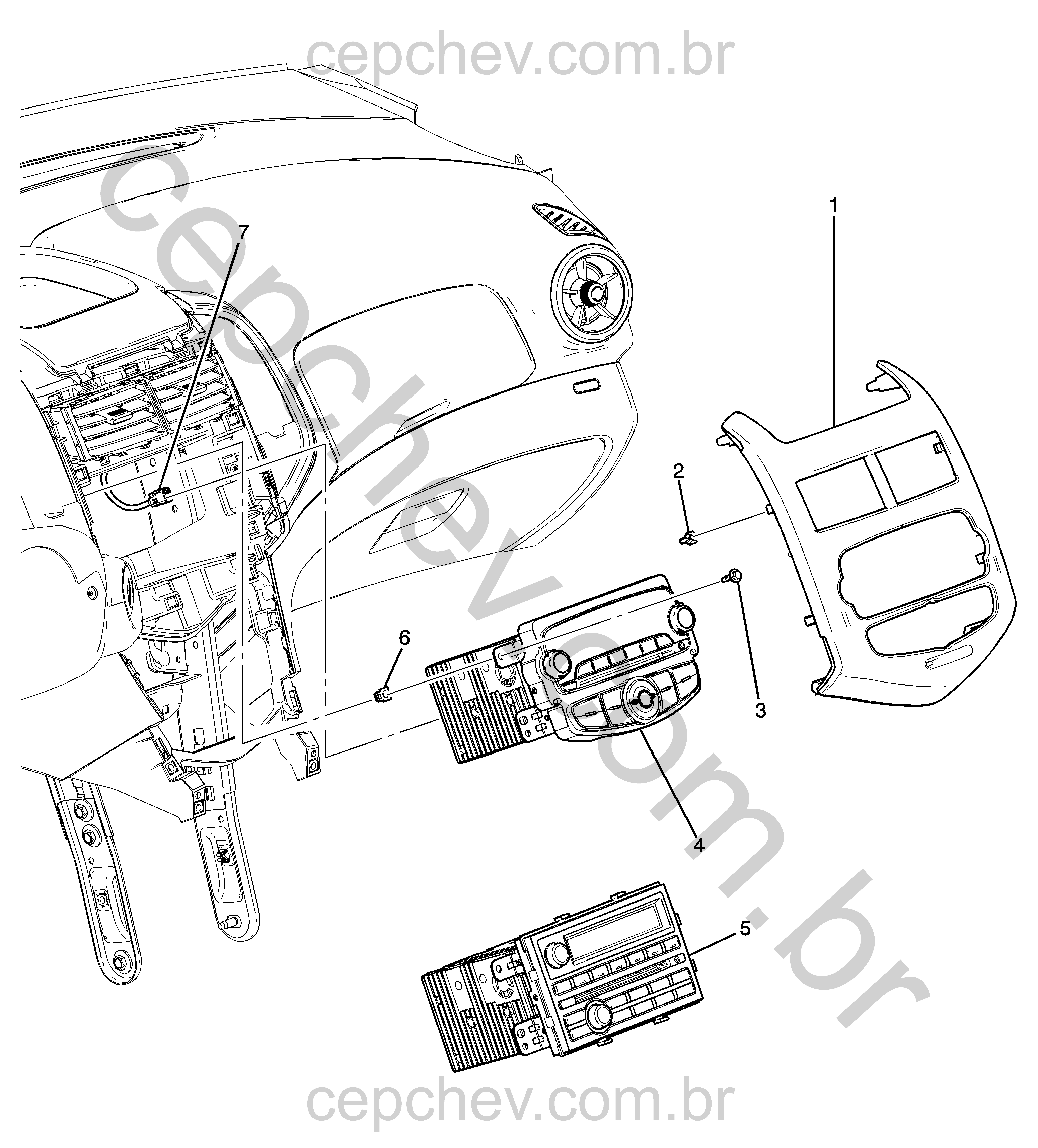 Fixação e acabamento do painel de instrumentos e rádio