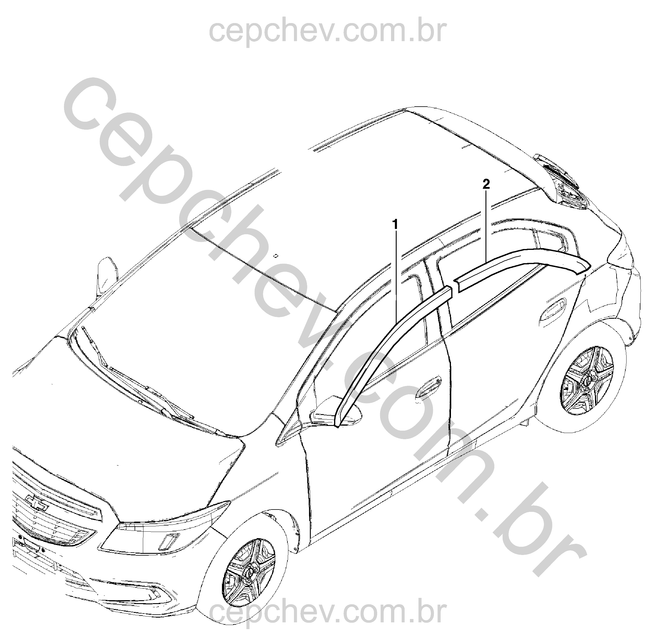 Pacote de defletores para ar superior das janelas laterais dianteira e traseira