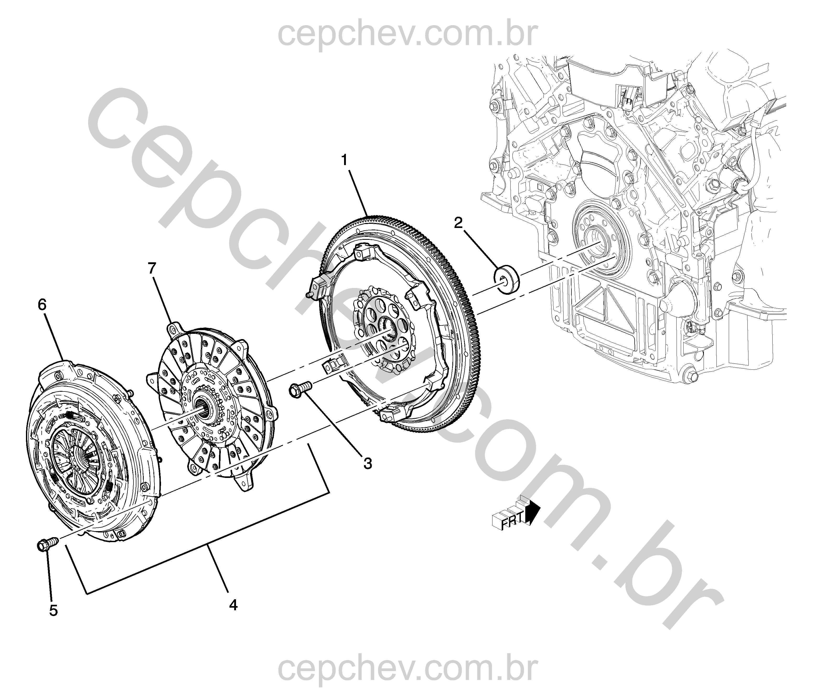 Embreagem manual LT4/6.2-6 com placa, rolamento, volante e acionador