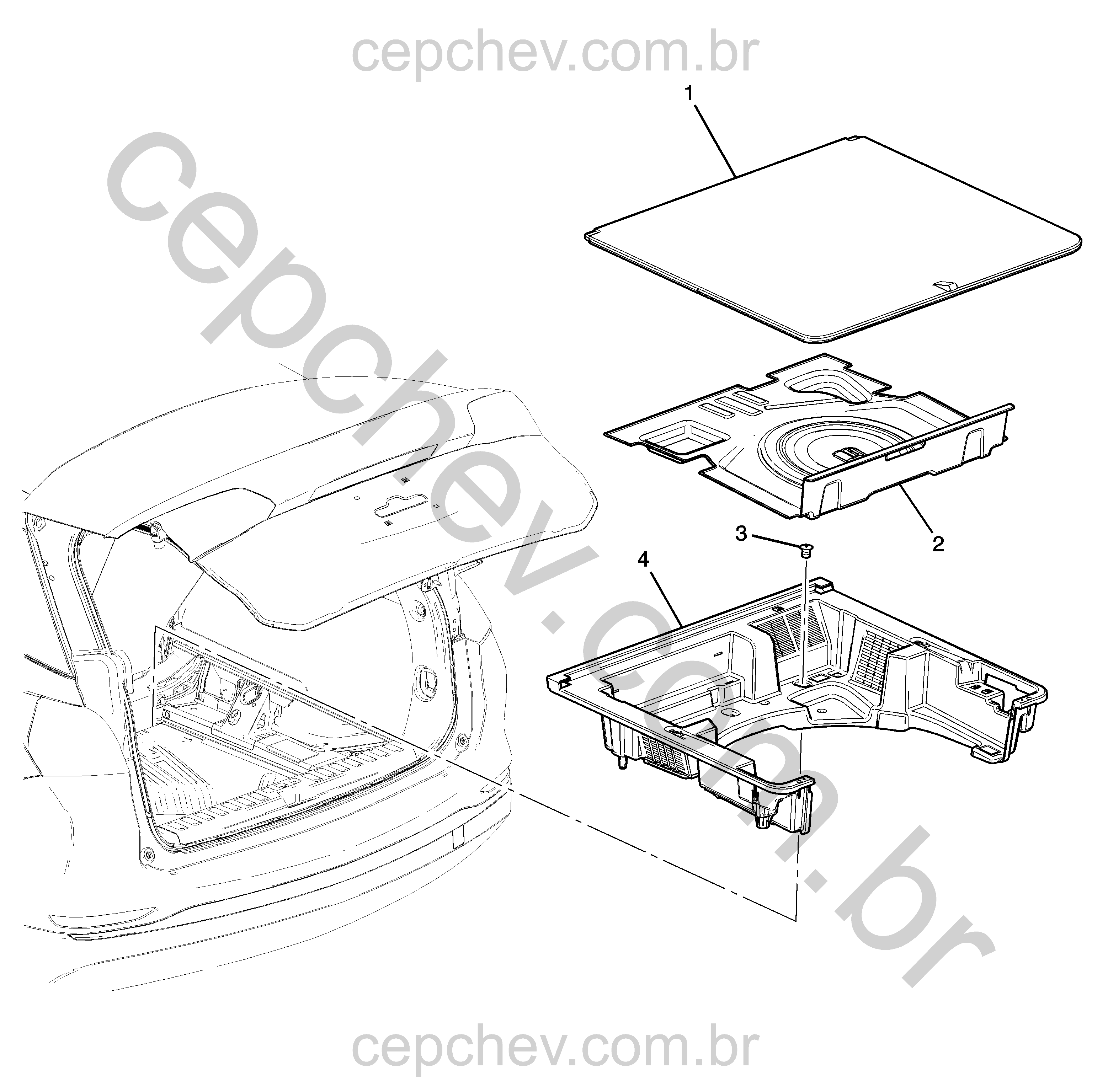 Acabamento interno e painéis do compartimento traseiro (preto)