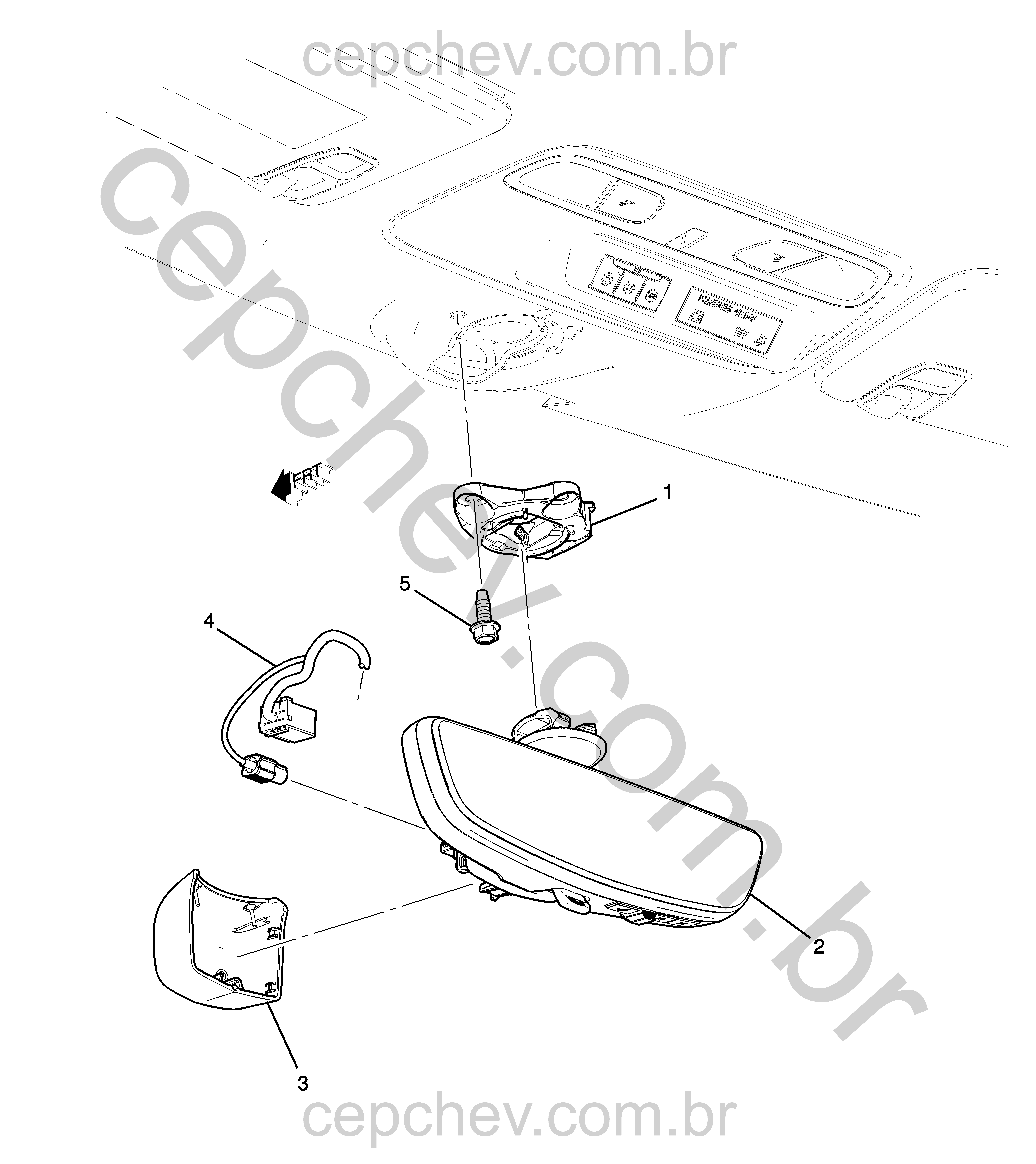 Espelho retrovisor interno e montagem (2019–2024)