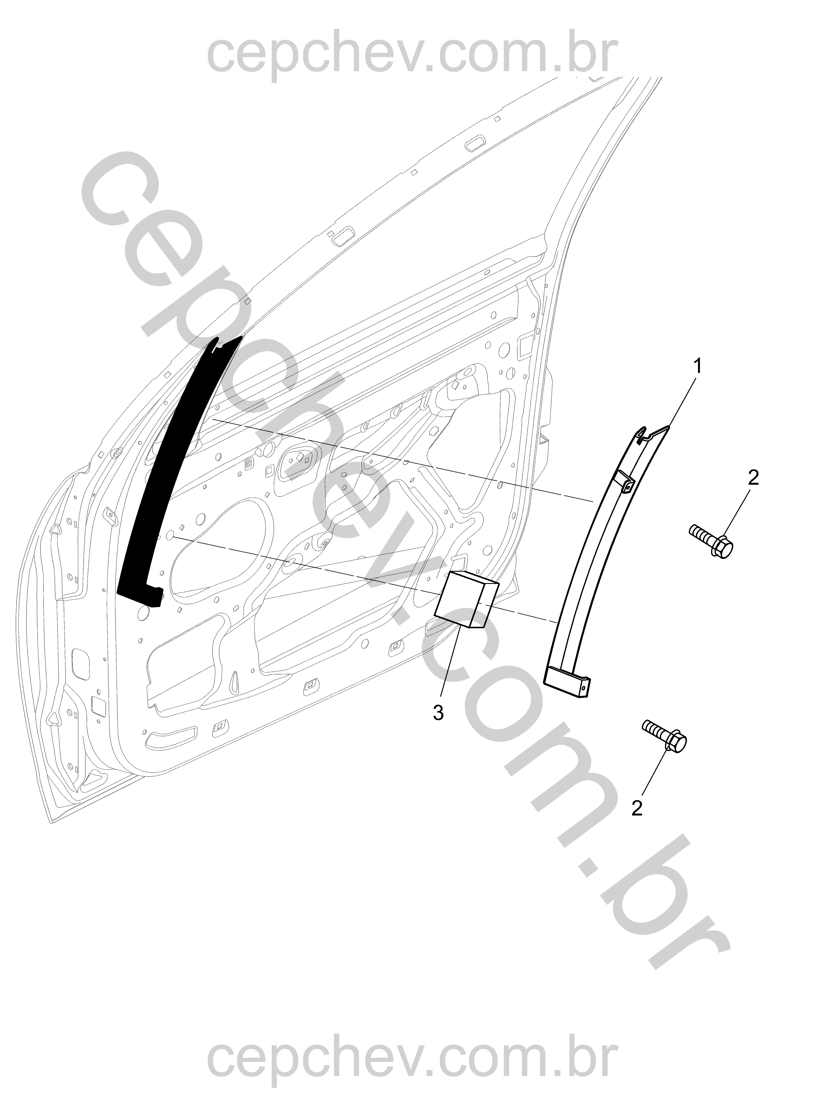 Porta dianteira com canaleta e guia do vidro lateral