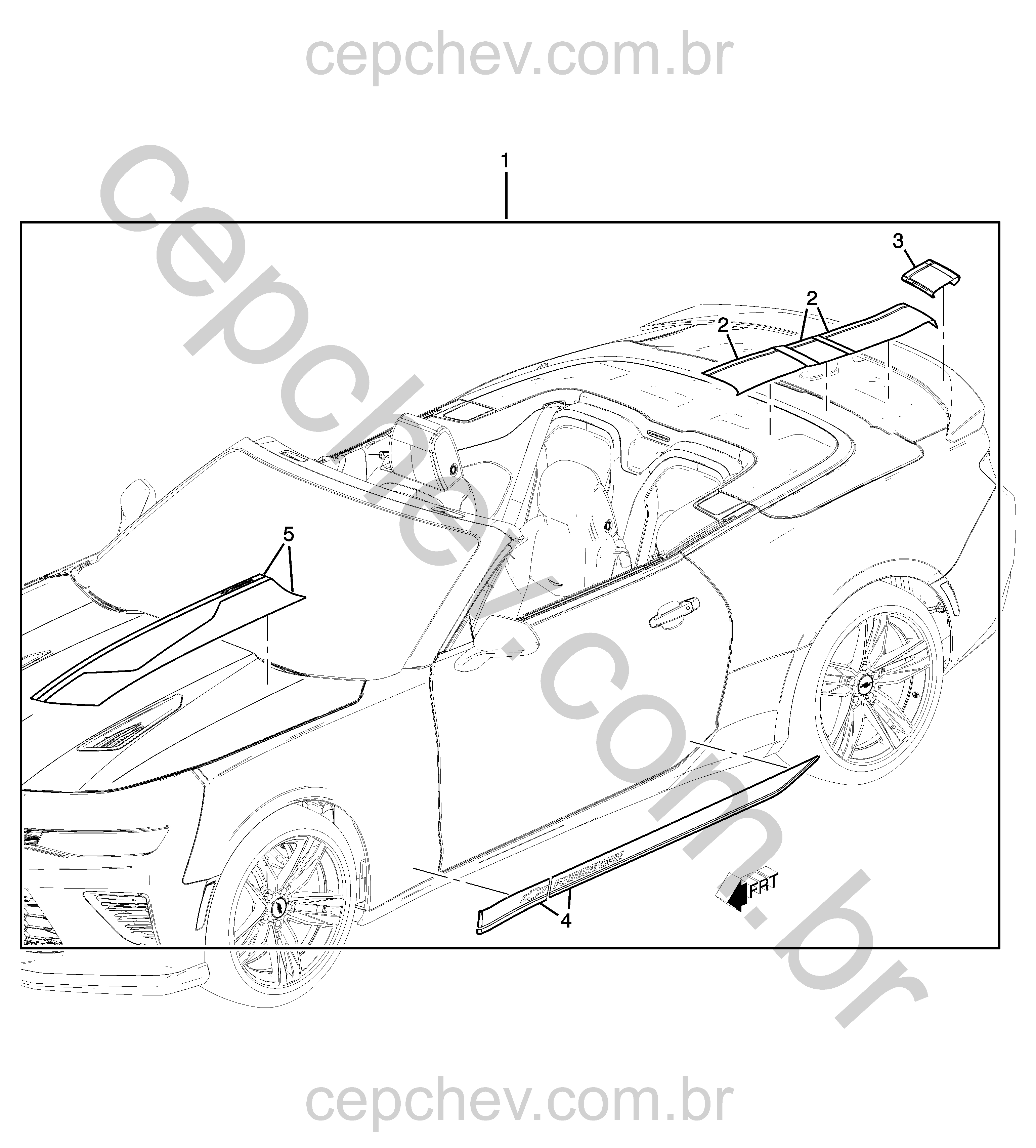 Faixas e carroceria com decalques de desempenho V8 (2016–2018) (2)