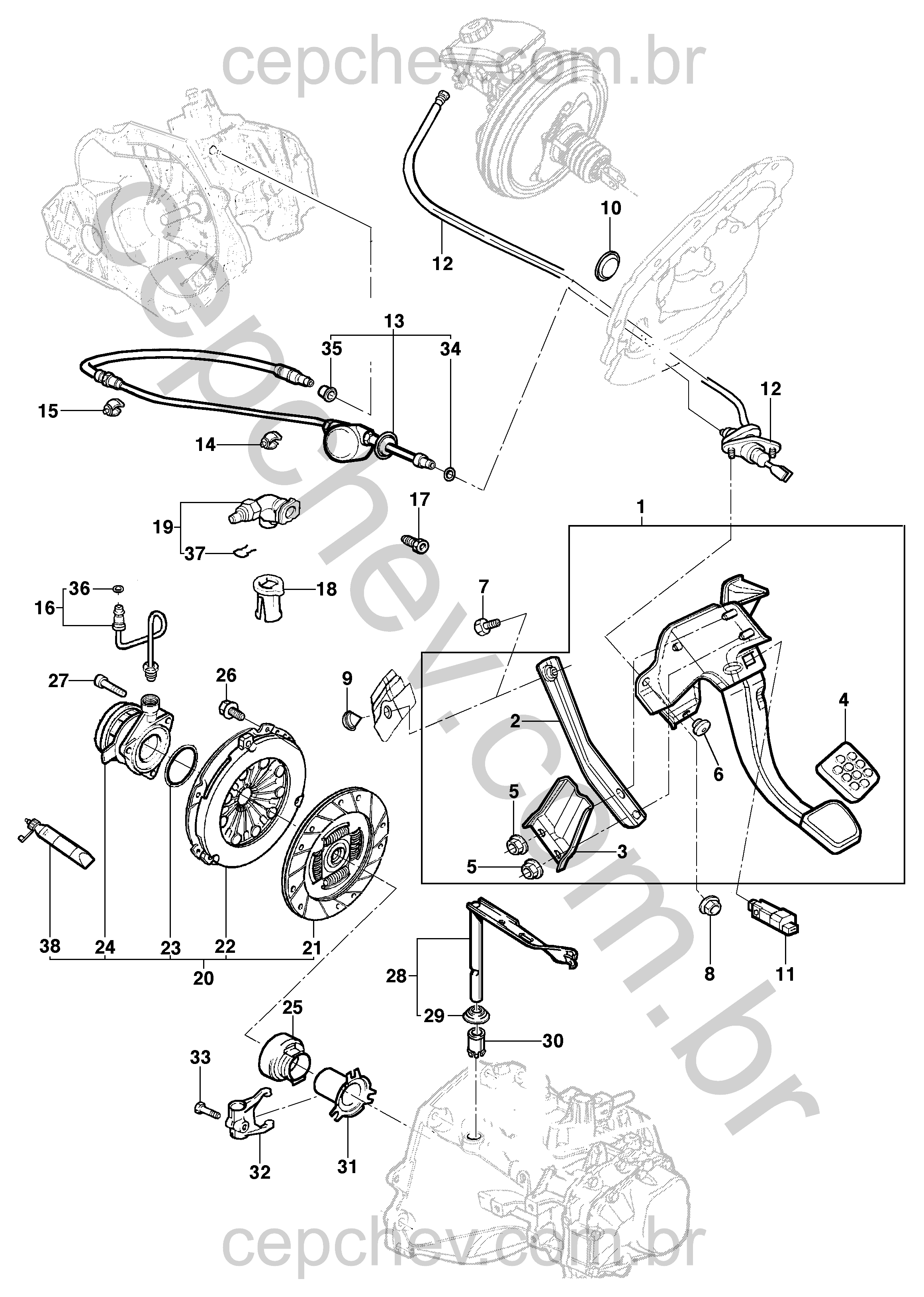 Embreagem hidráulica para sedan, hatch e pick-up completa e original