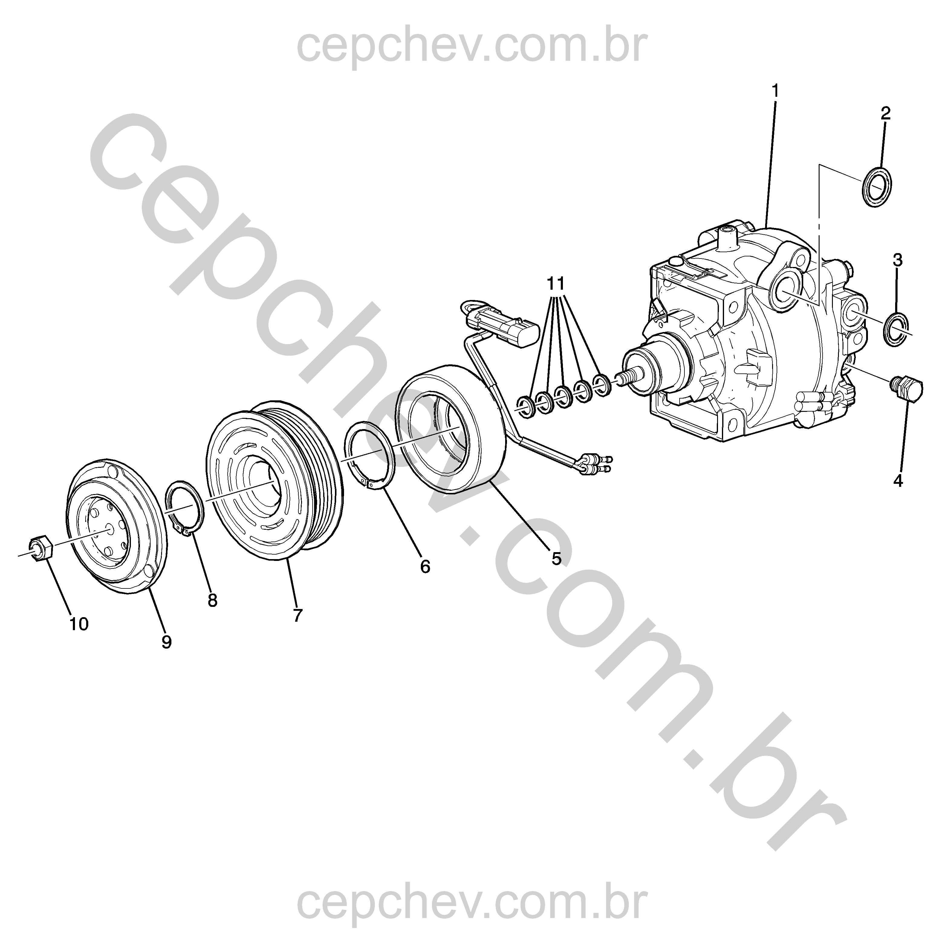 Compressor e componentes do ar-condicionado (LEX/1.4P)