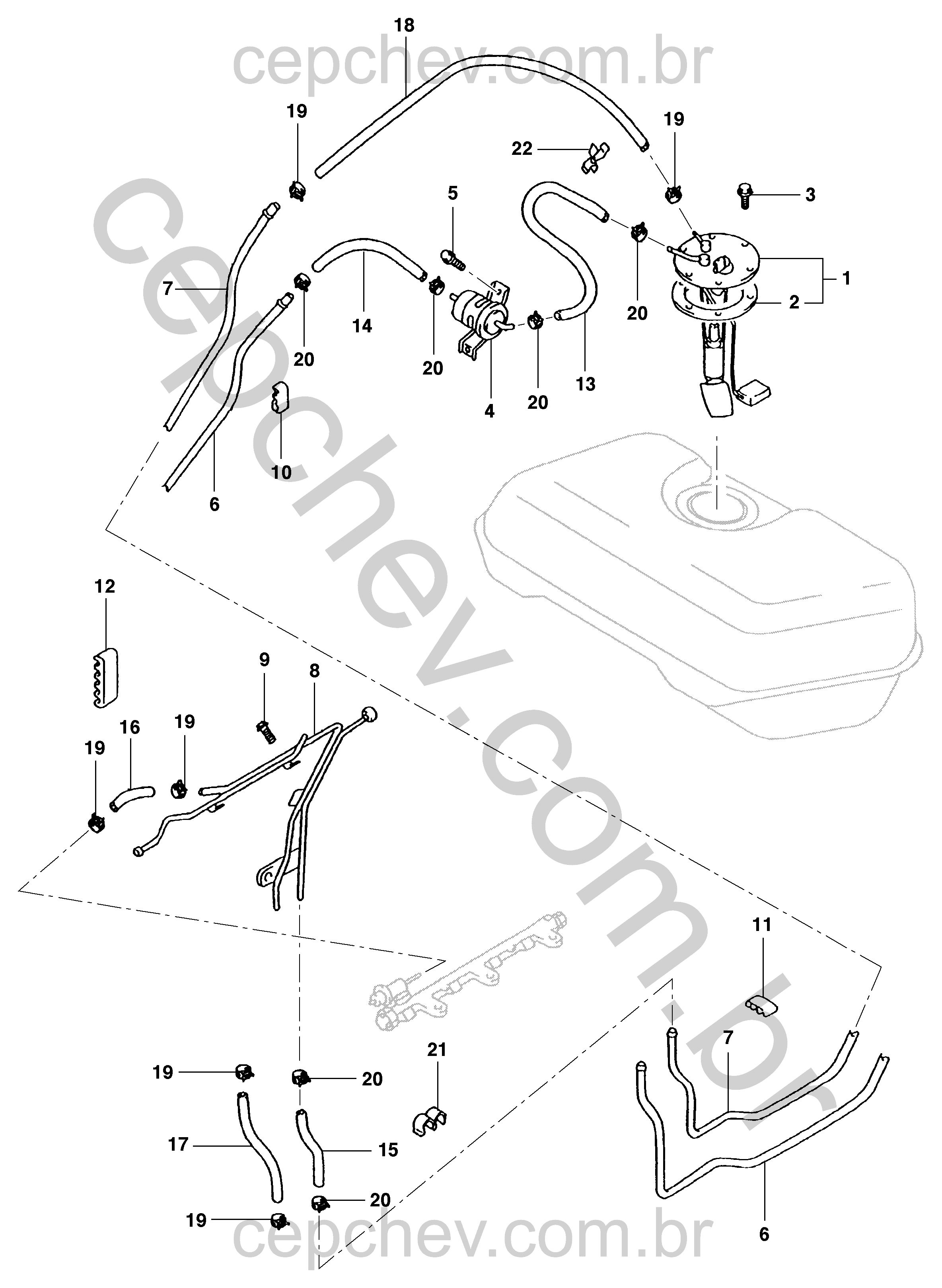 Linha e bomba de combustível para motor gasolina (2007)
