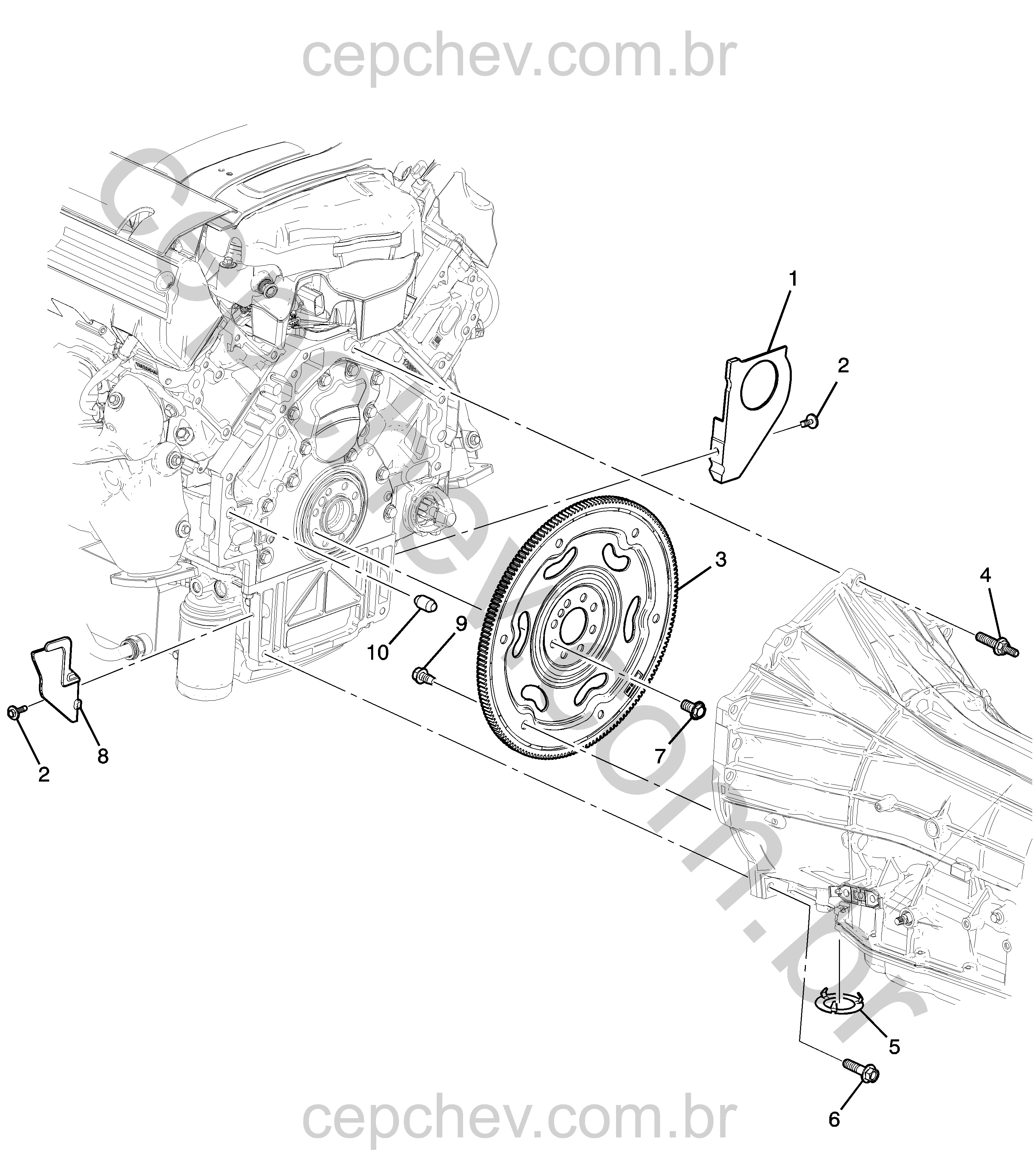 Fixação do motor e transmissão automática LT1 6,2-7 A/T