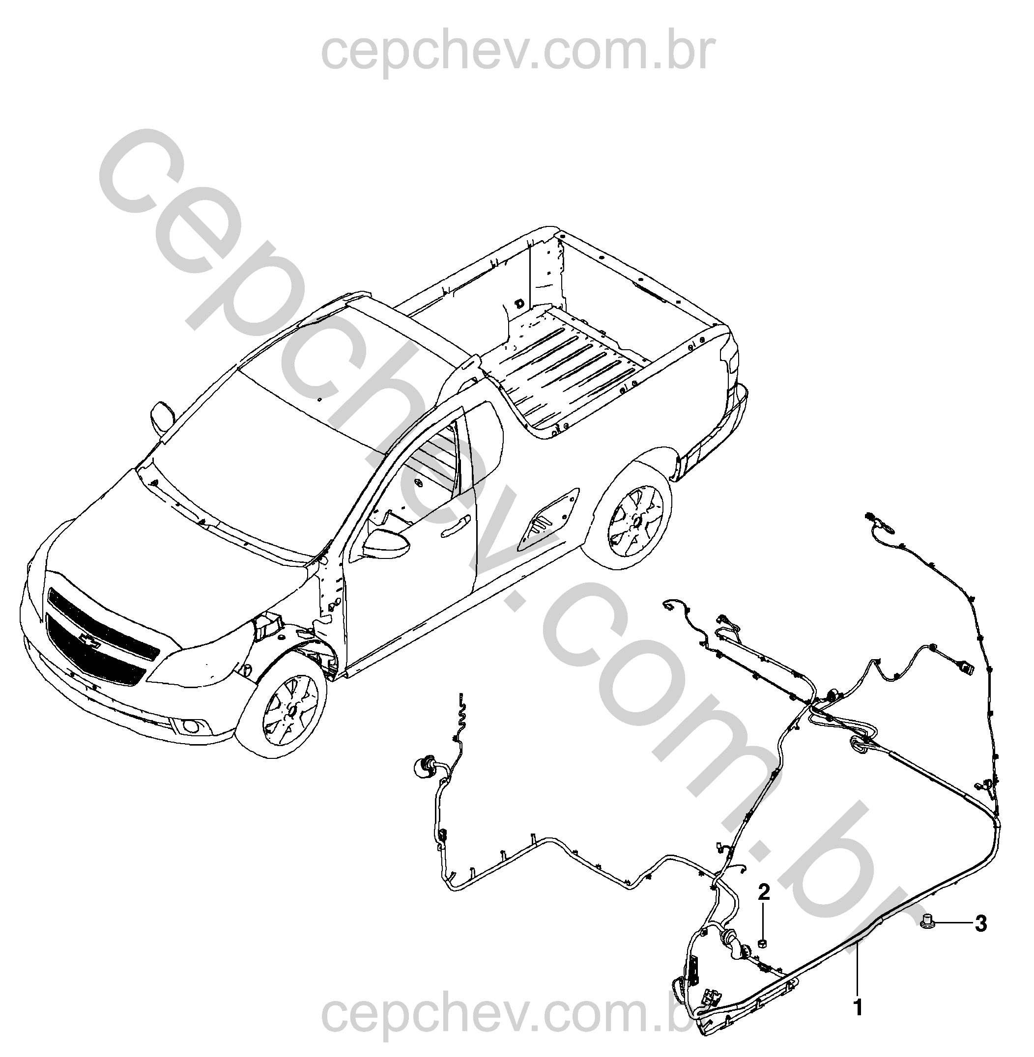 Chicote e fiação traseira da carroceria (LHD) com acessórios de fixação