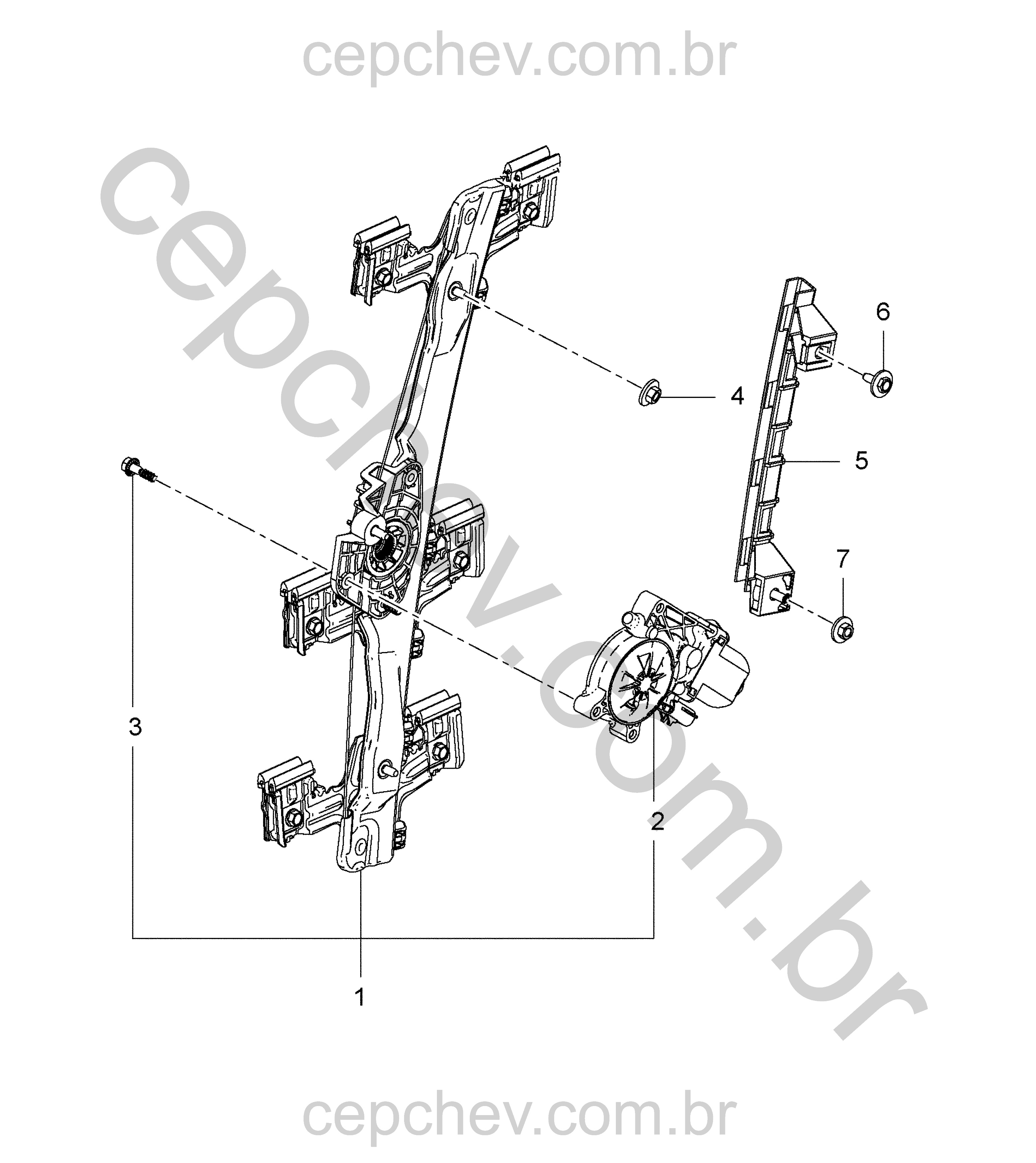 Regulador e motor de vidro para porta lateral dianteira direita e esquerda