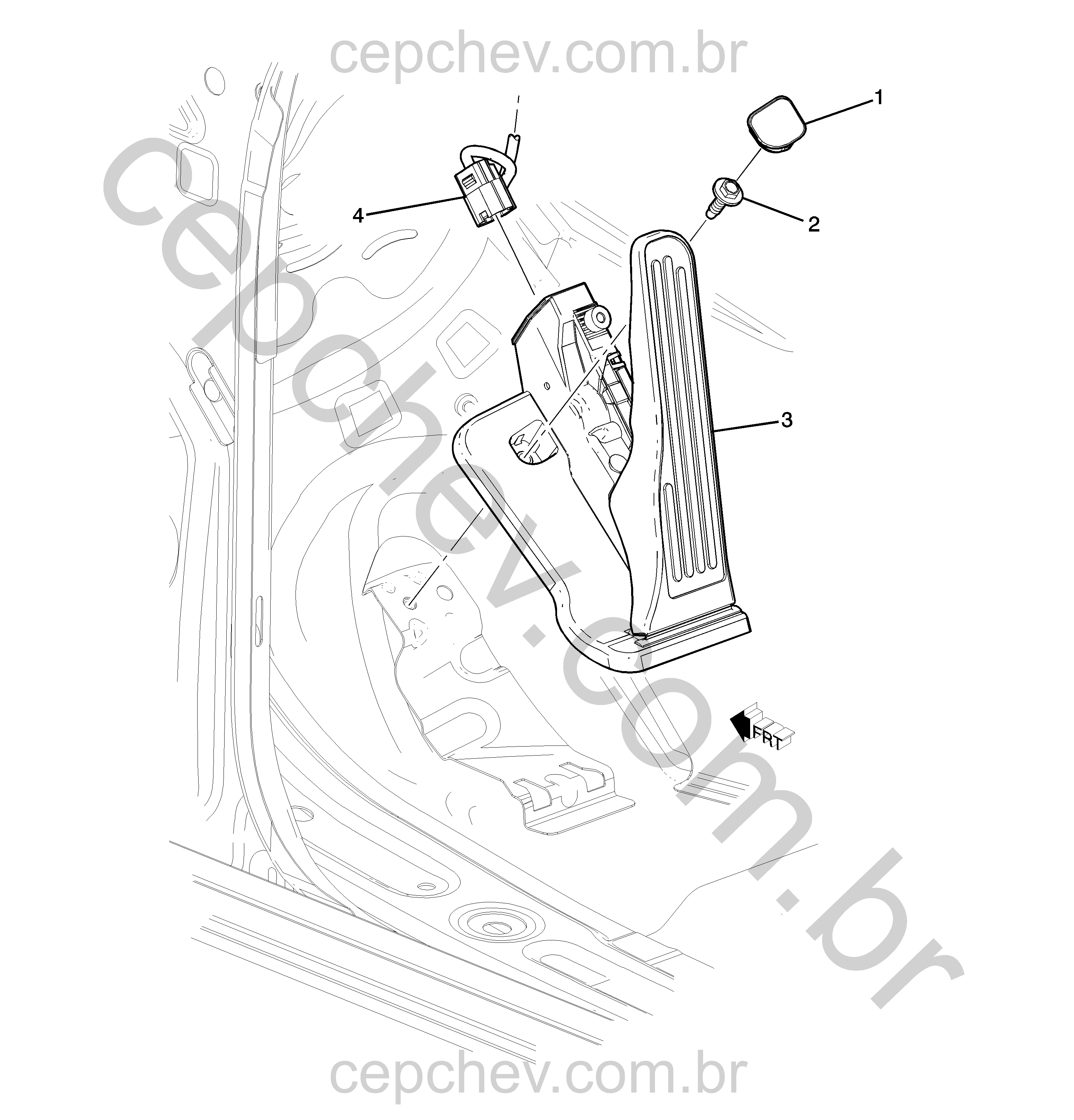 Controle do acelerador (2019–2024) com pedal e chicote elétrico (1)