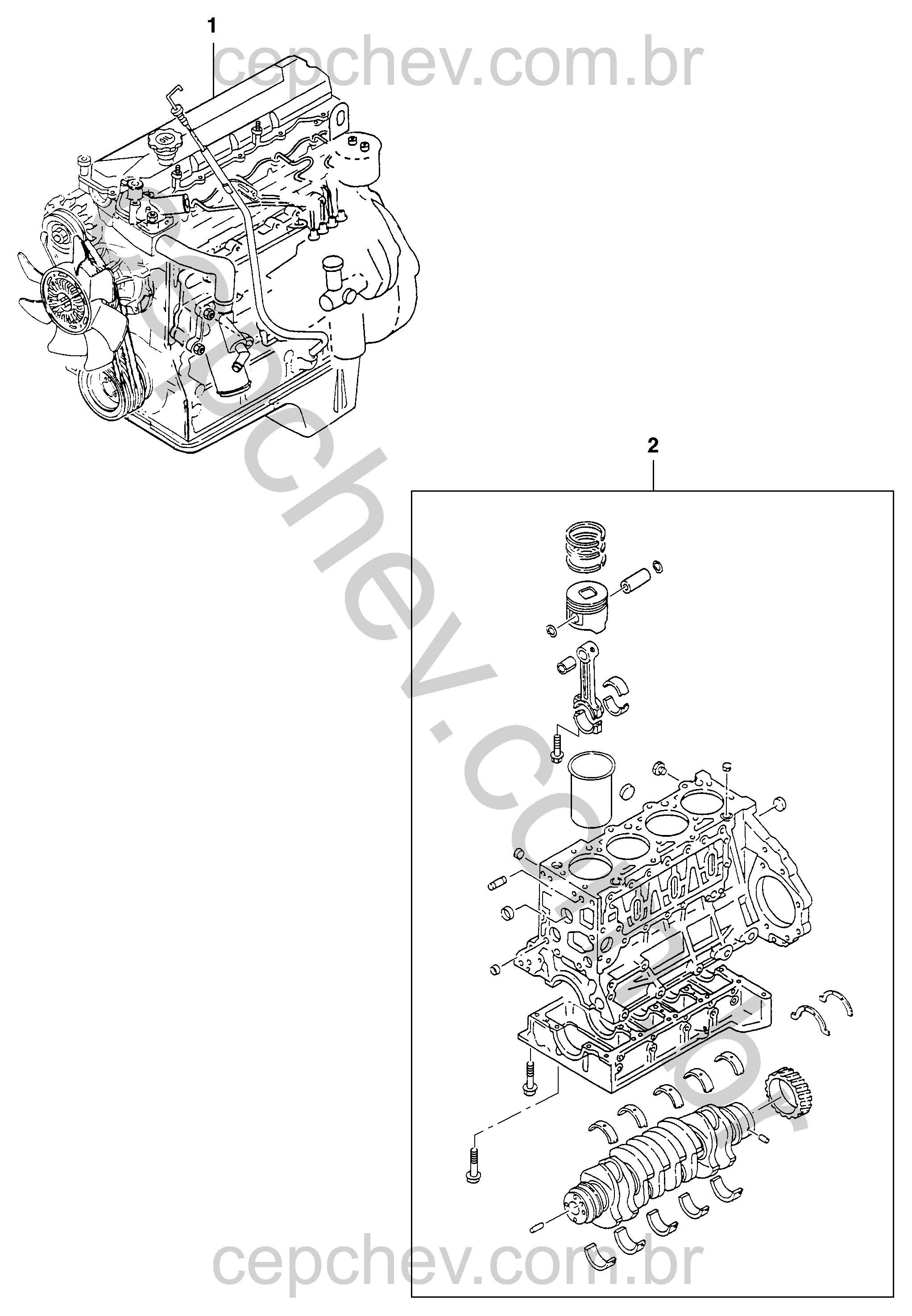 Motor completo e parcial 4 cilindros 1L e 2L diesel e gasolina
