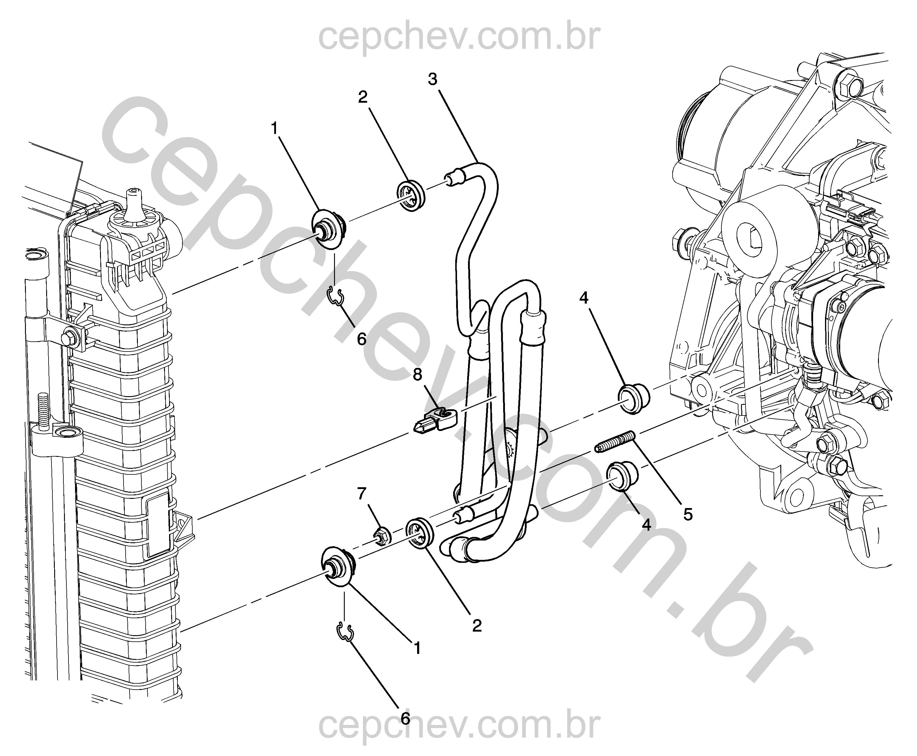 Tubo e conexões do arrefecimento do fluido da transmissão automática (2008)