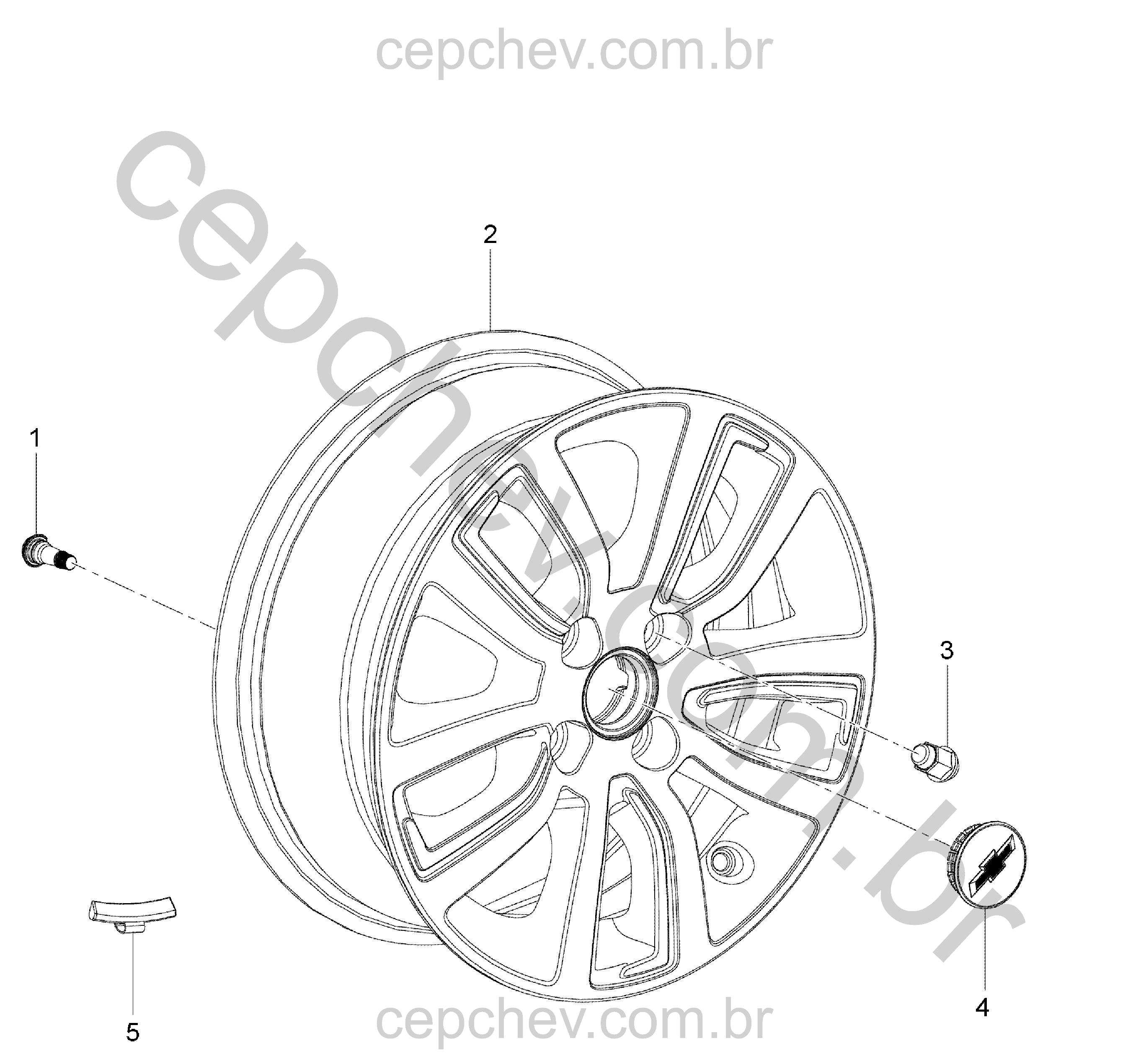Rodas e tampas de roda dianteira e traseira (5PR, RRK)