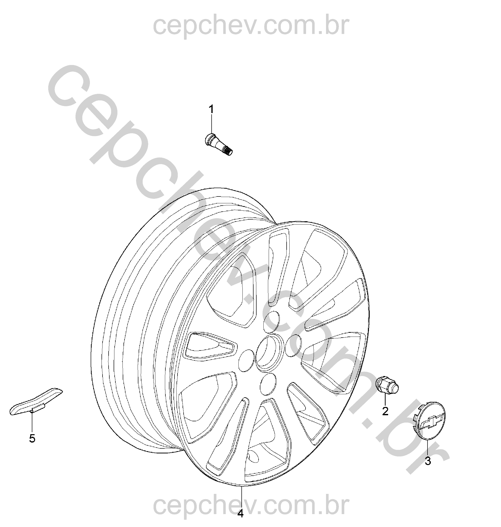 Pacote de roda com contrapeso, esfera, cobertura, acabamento e porca (M12x1,5mm)