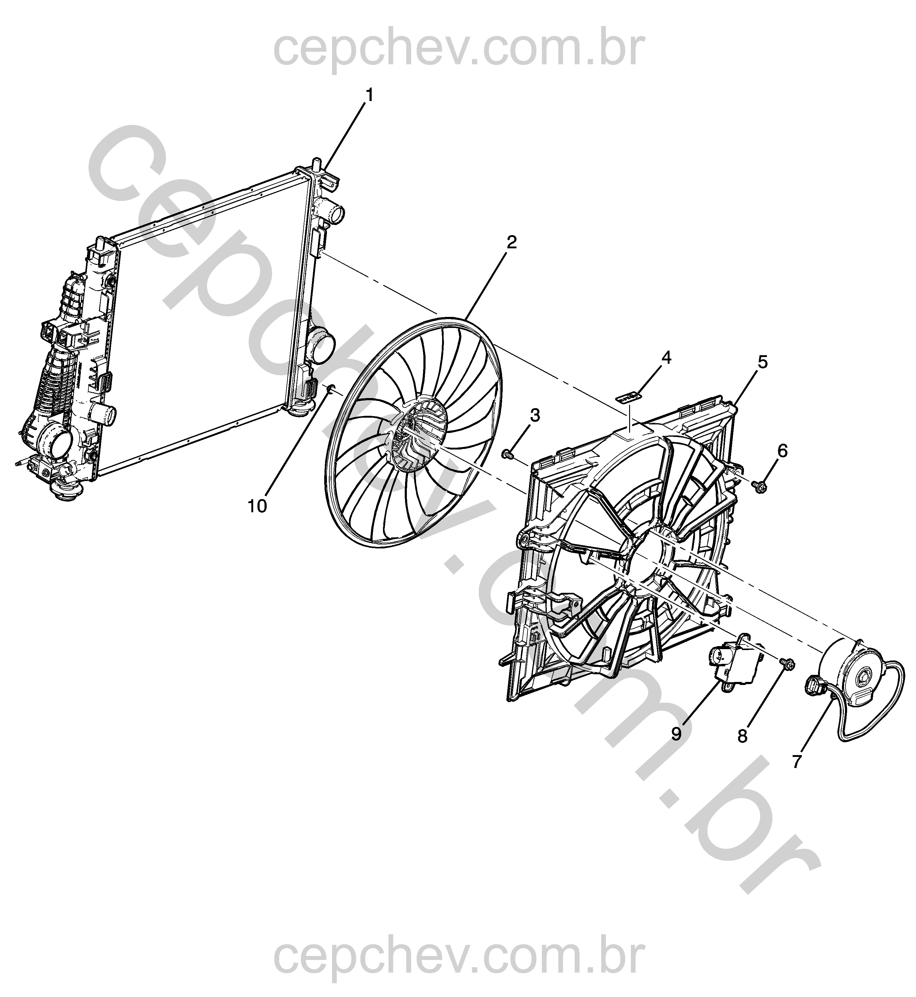Ventoinha e módulo de arrefecimento do motor (LGX/3.6S)