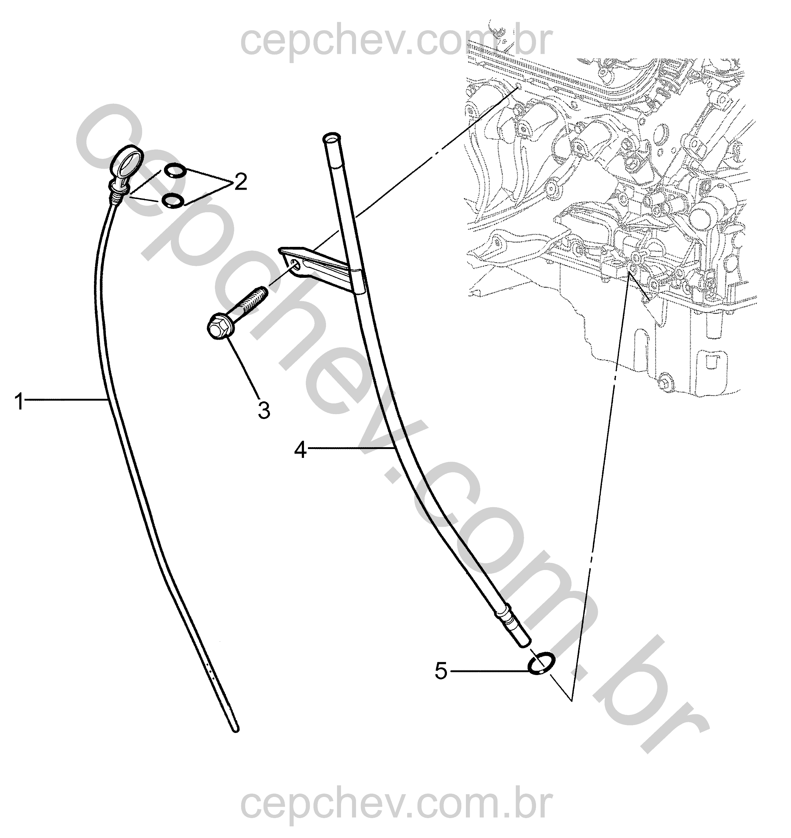 Motor V6 tubo e indicador de nível de óleo (LLT)