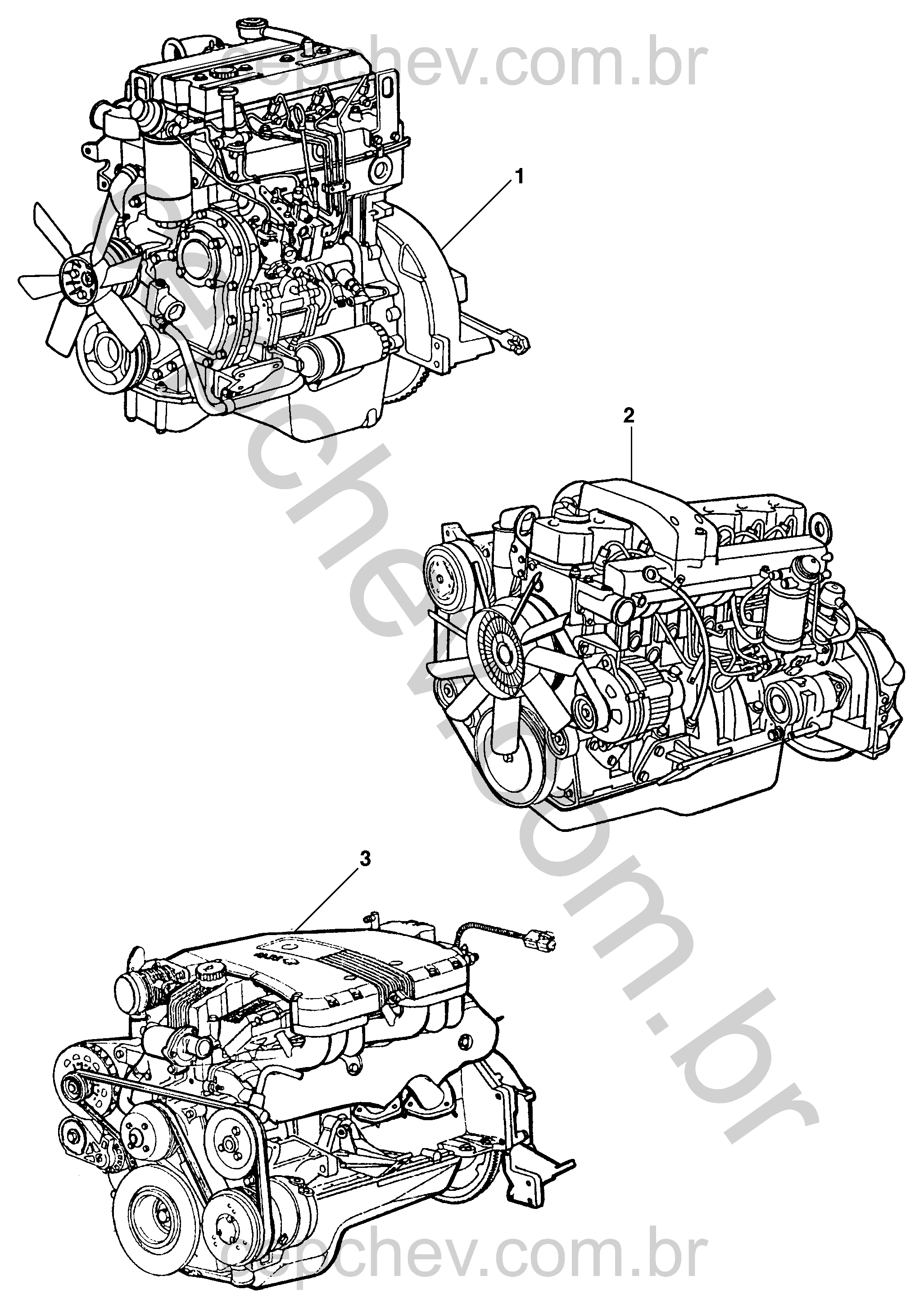 Motor completo e parcial 4 cilindros 1L e 2L diesel e gasolina
