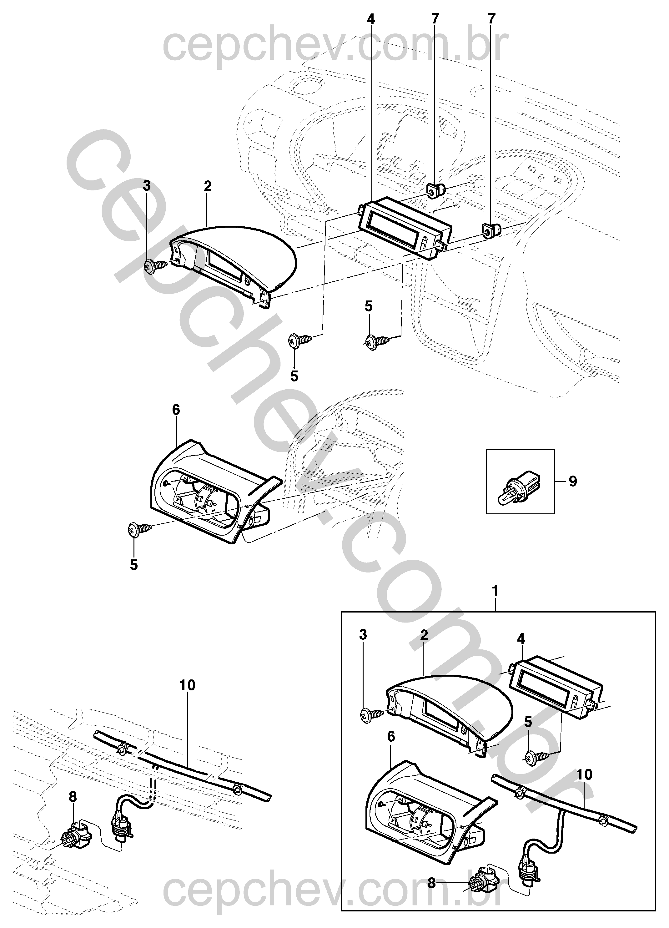 Display do painel de instrumentos e sensores para sedan, hatch e pick-up