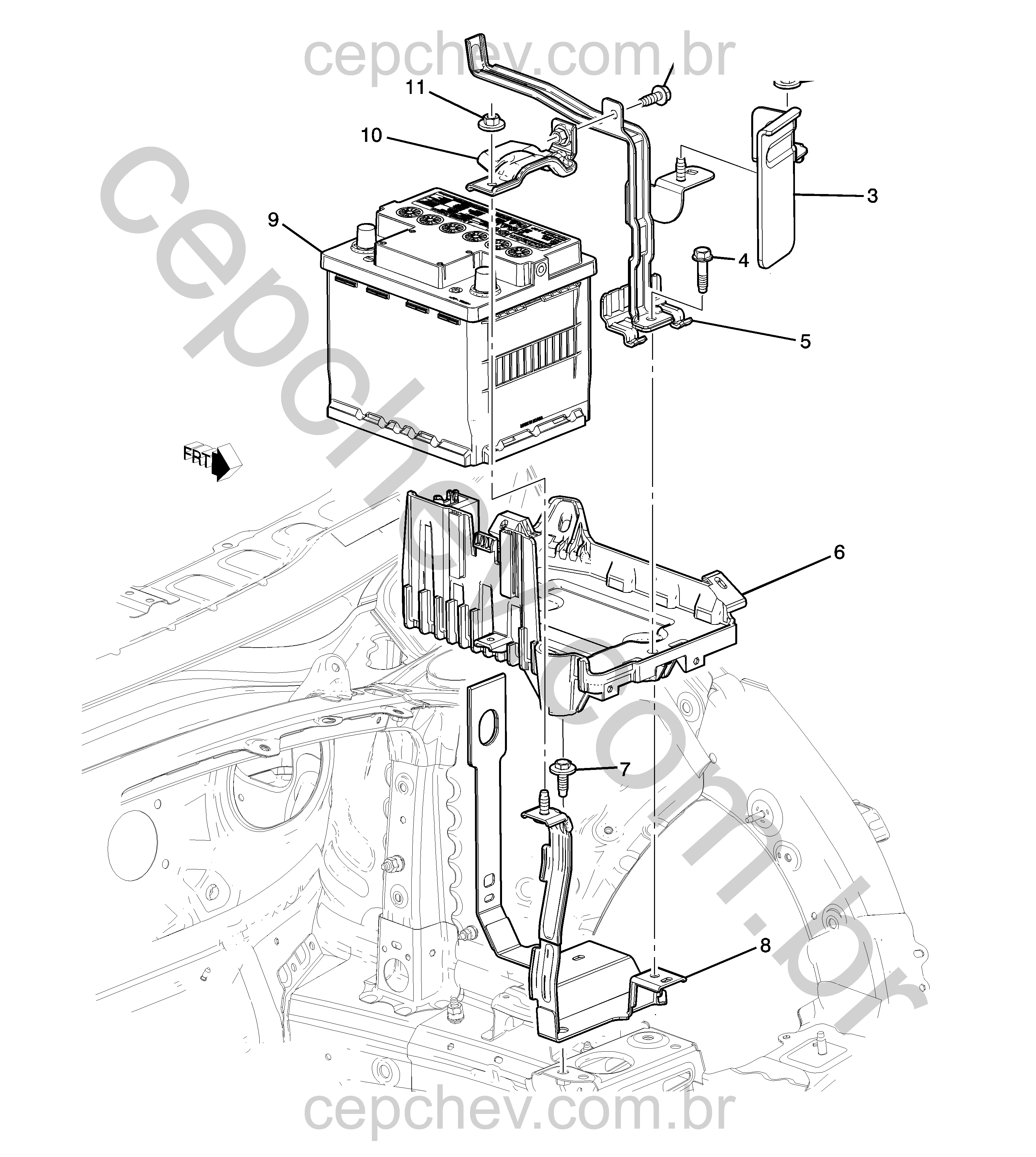 Suporte e bandeja para bateria 12 volt (2022–2023) F48