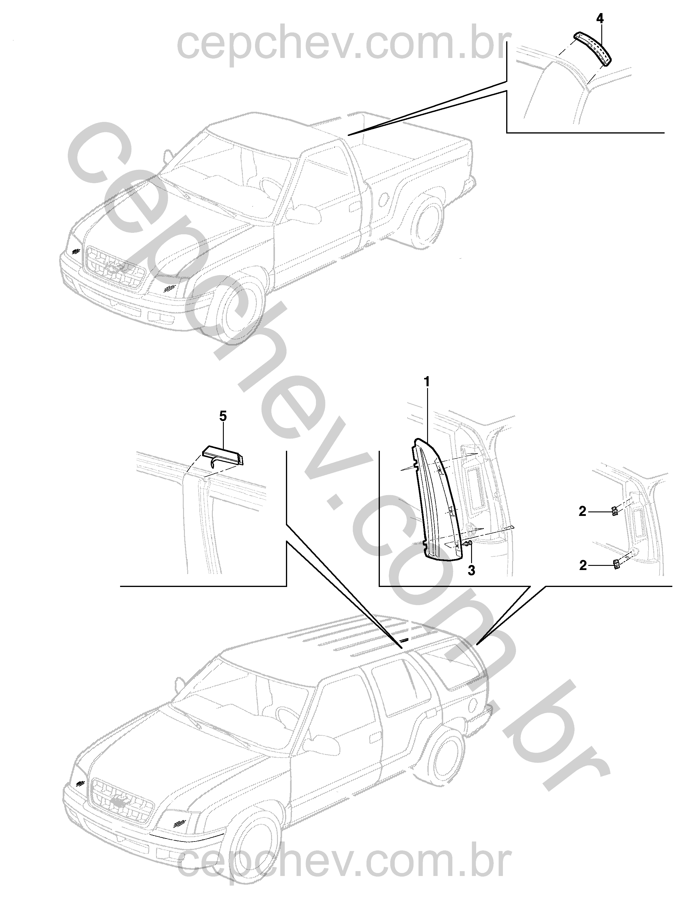 Apliques laterais e do teto para acabamento externo e interno