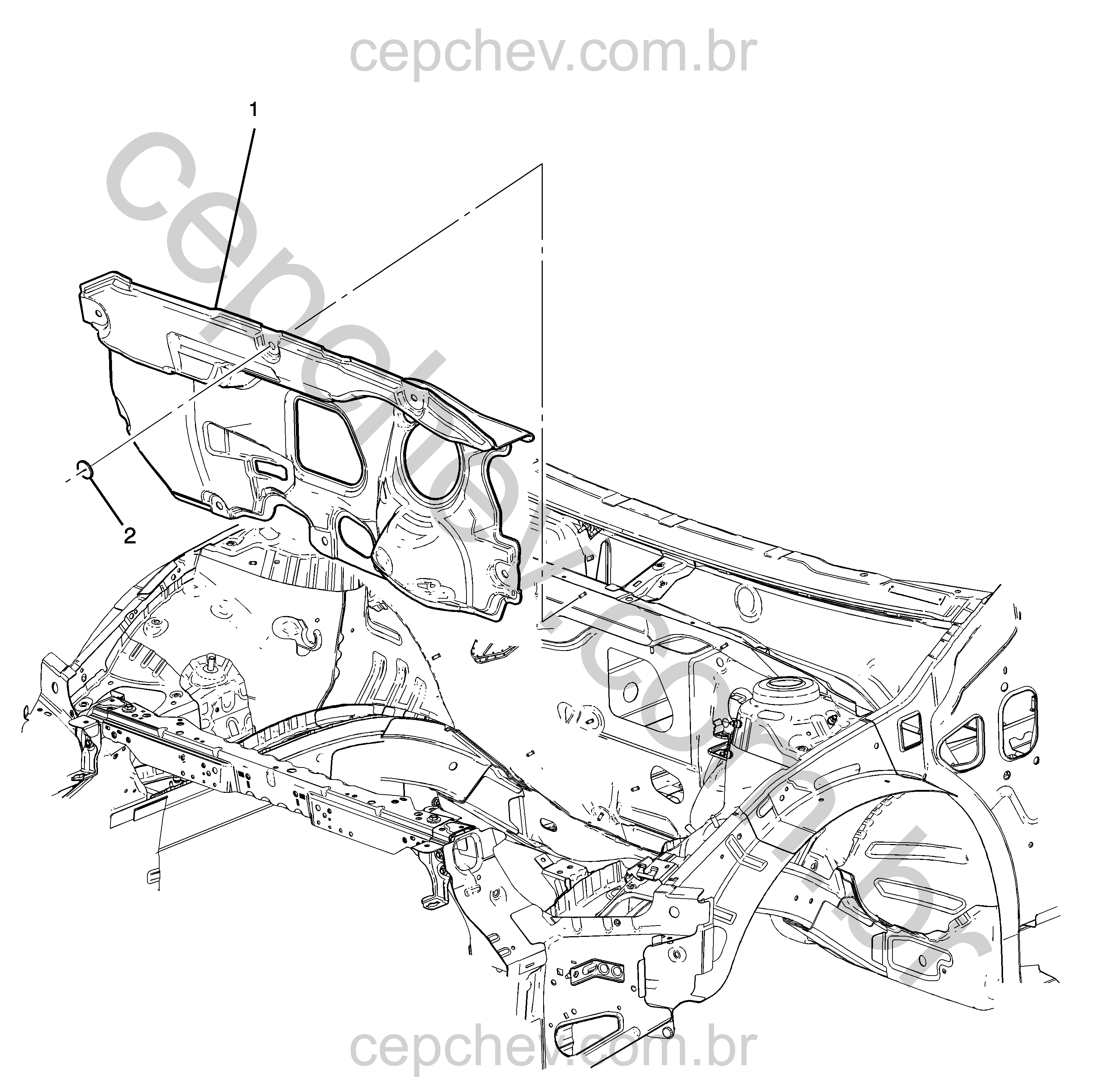 Isolamentos e retentores do compartimento do motor