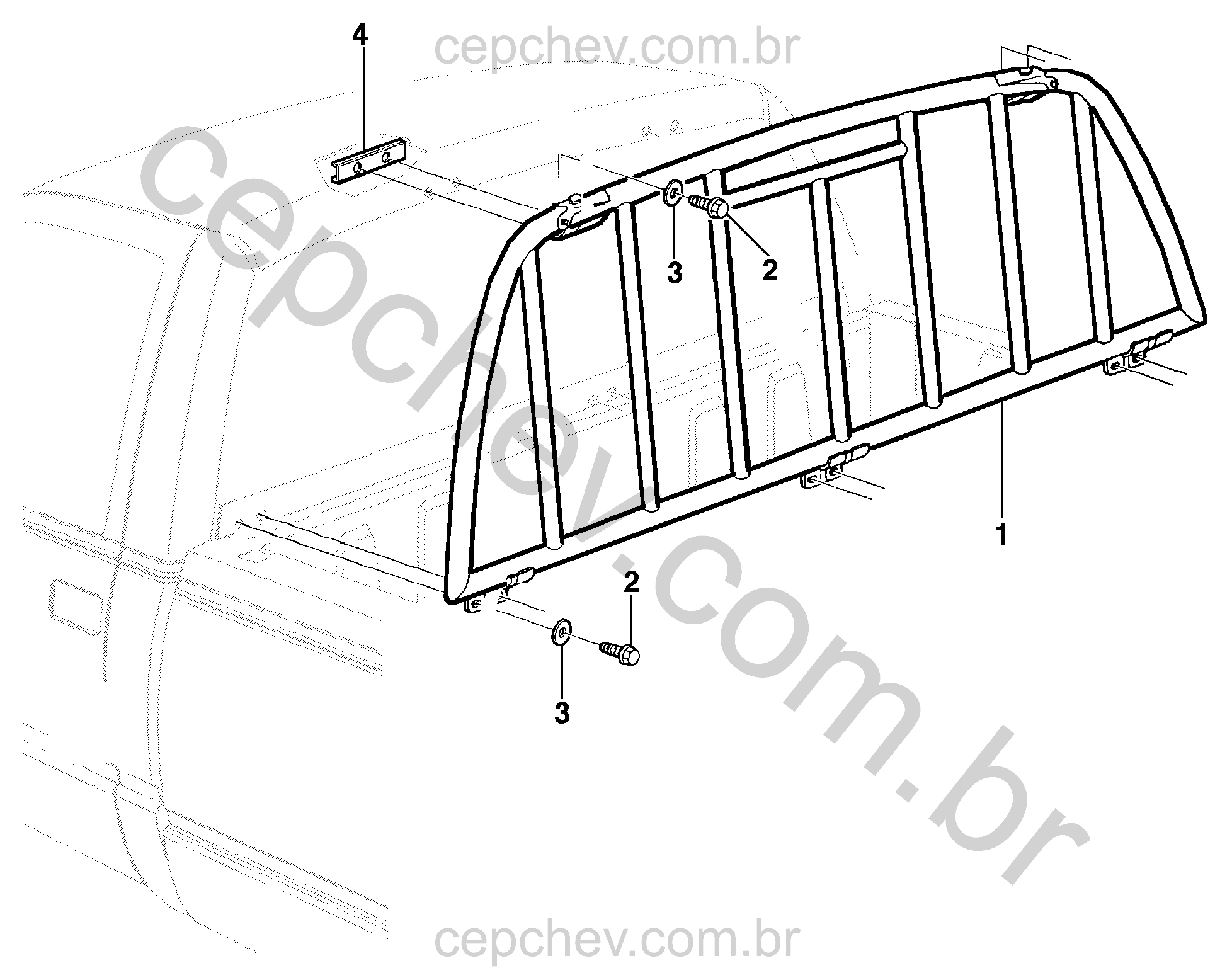 Grade de proteção da cabine e acessórios de fixação