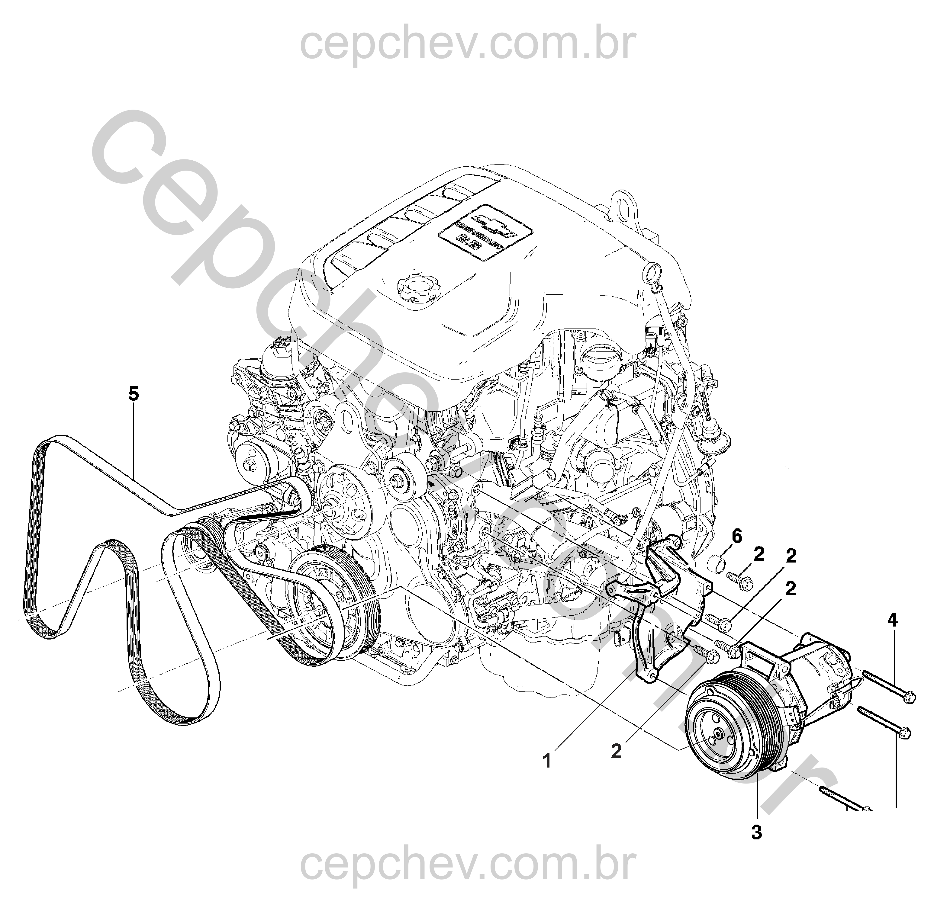 Compressor e componentes do ar-condicionado 2.8L diesel (LWH/LWN)