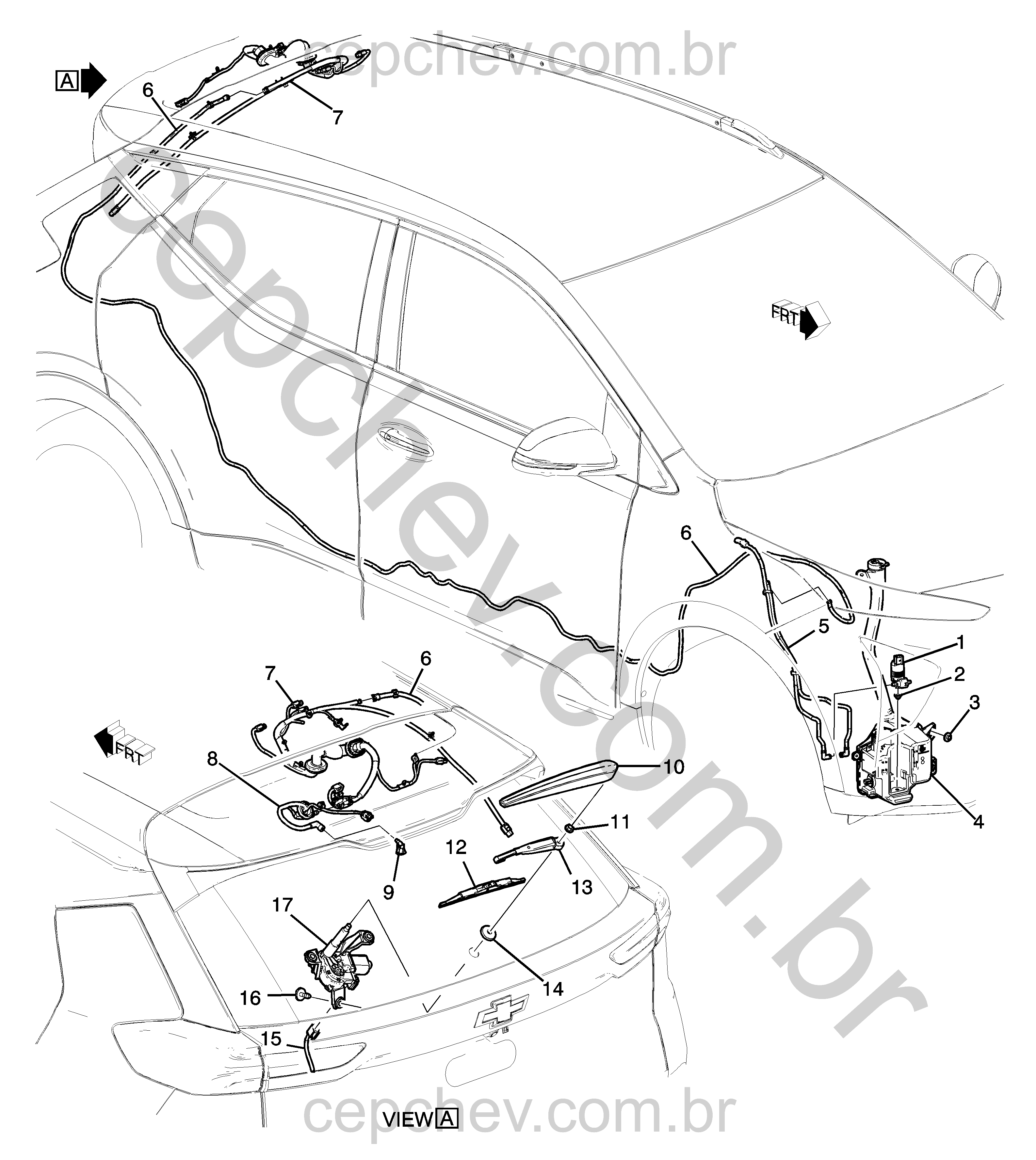 Sistema limpador e lavador da janela traseira com motor e acessórios completos (1)