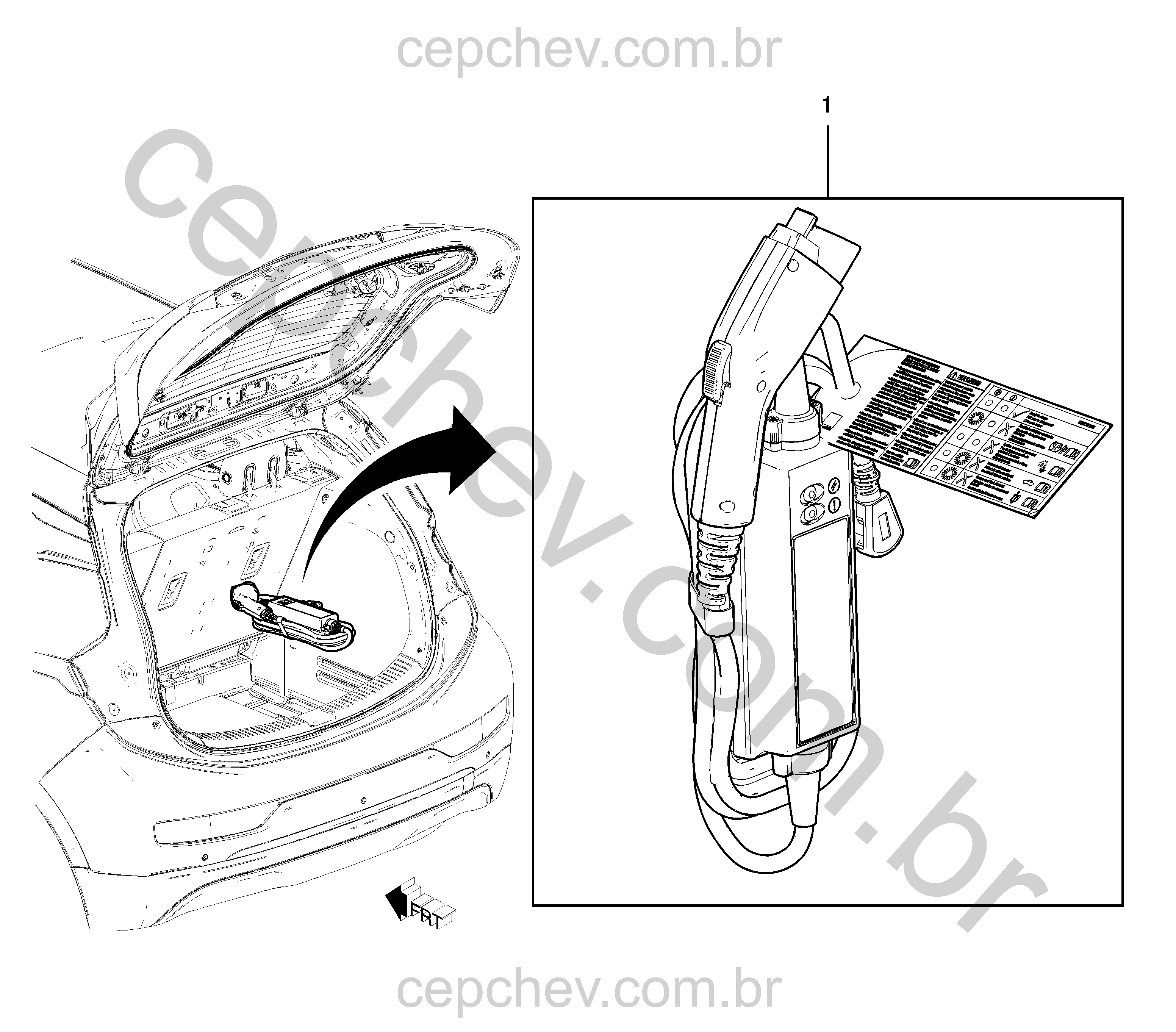 Cabo de carregamento portátil instalado pela concessionária