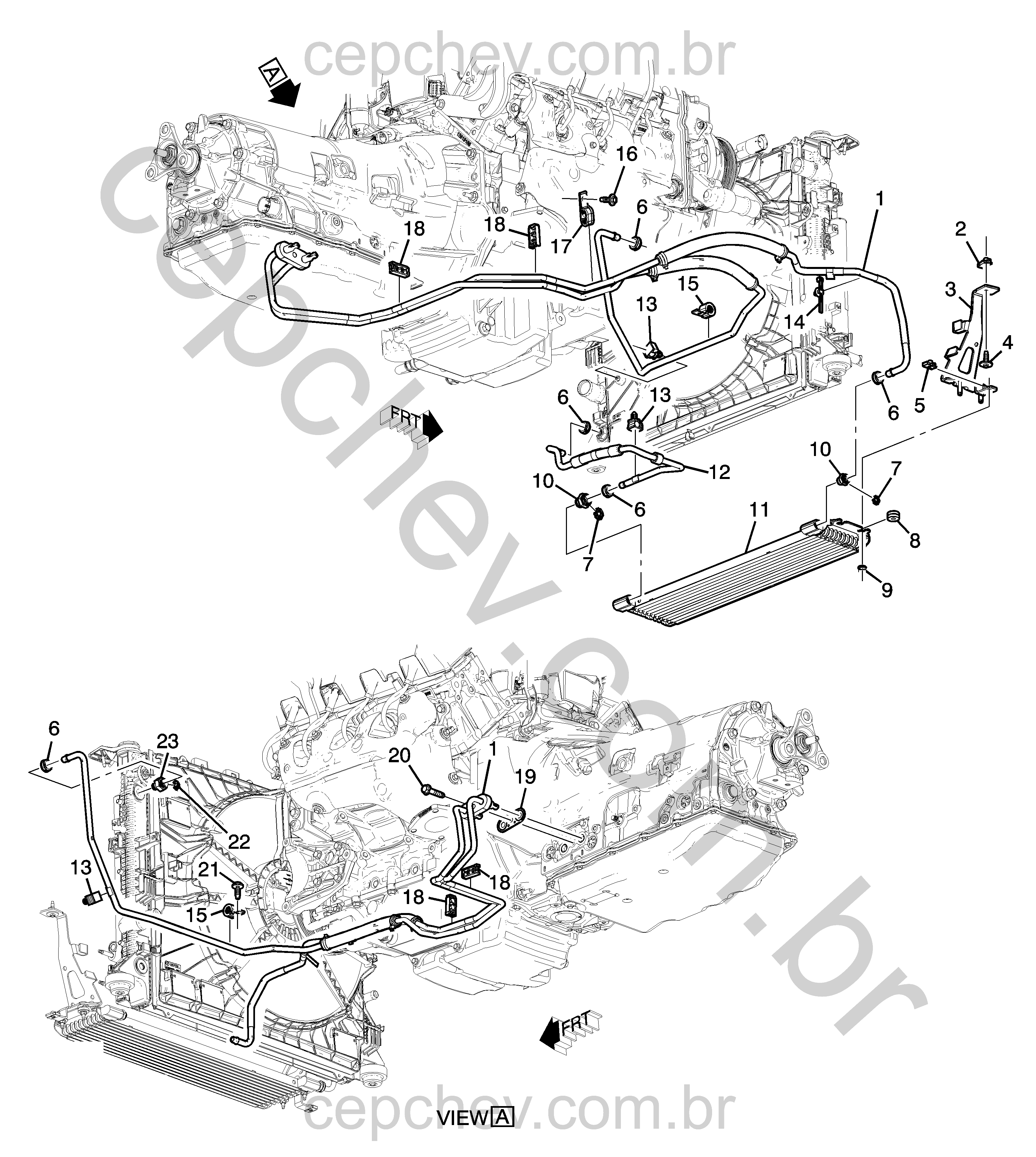 Tubo e resfriador do fluido da transmissão automática (LT1/6.2-7, MF6)