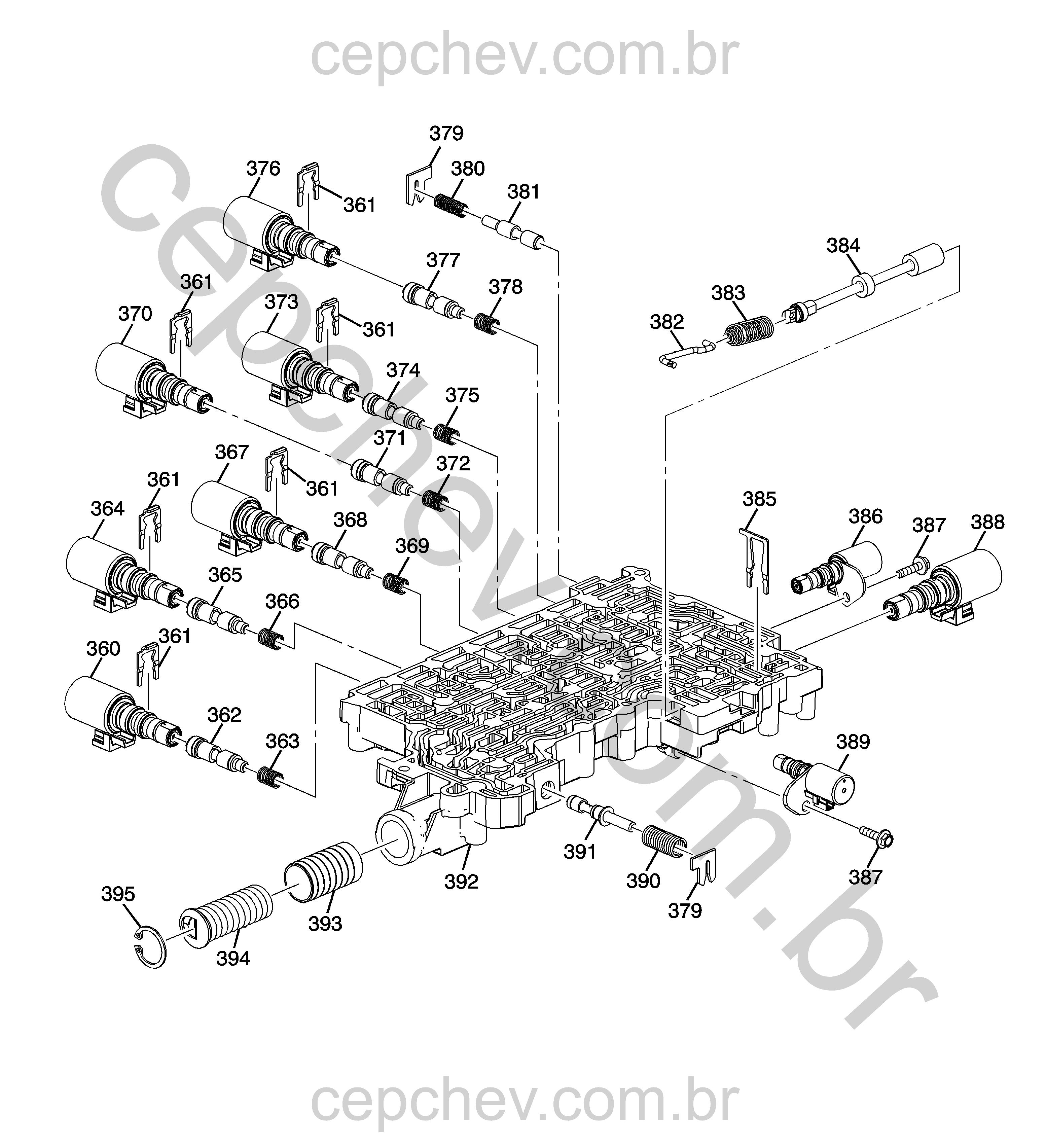 Transmissão automática (M5T) (8L45) corpo válvula e solenoide controle