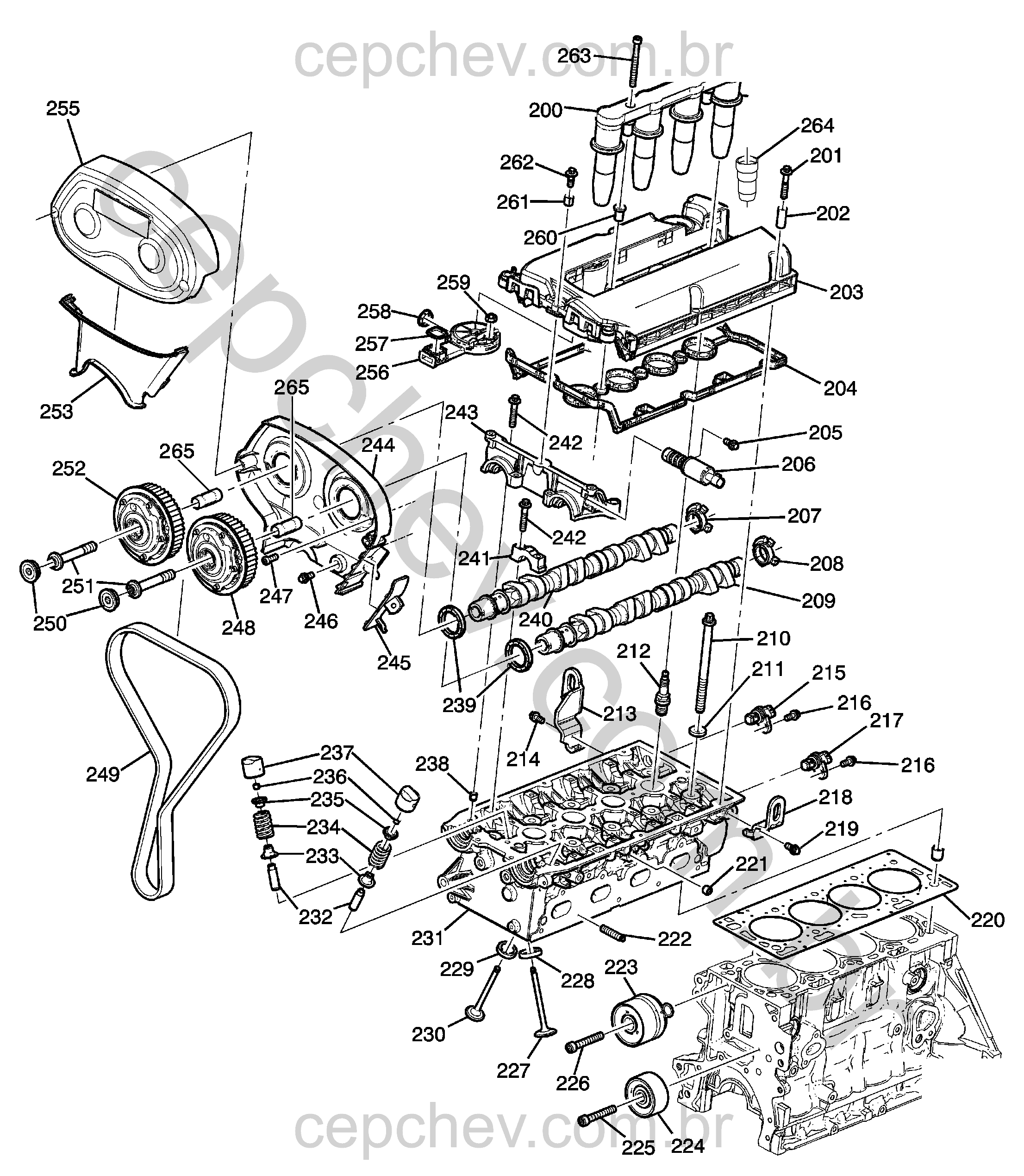 Motor 1.8L L4 cilindro, cabeçote e peças relacionadas (2014)