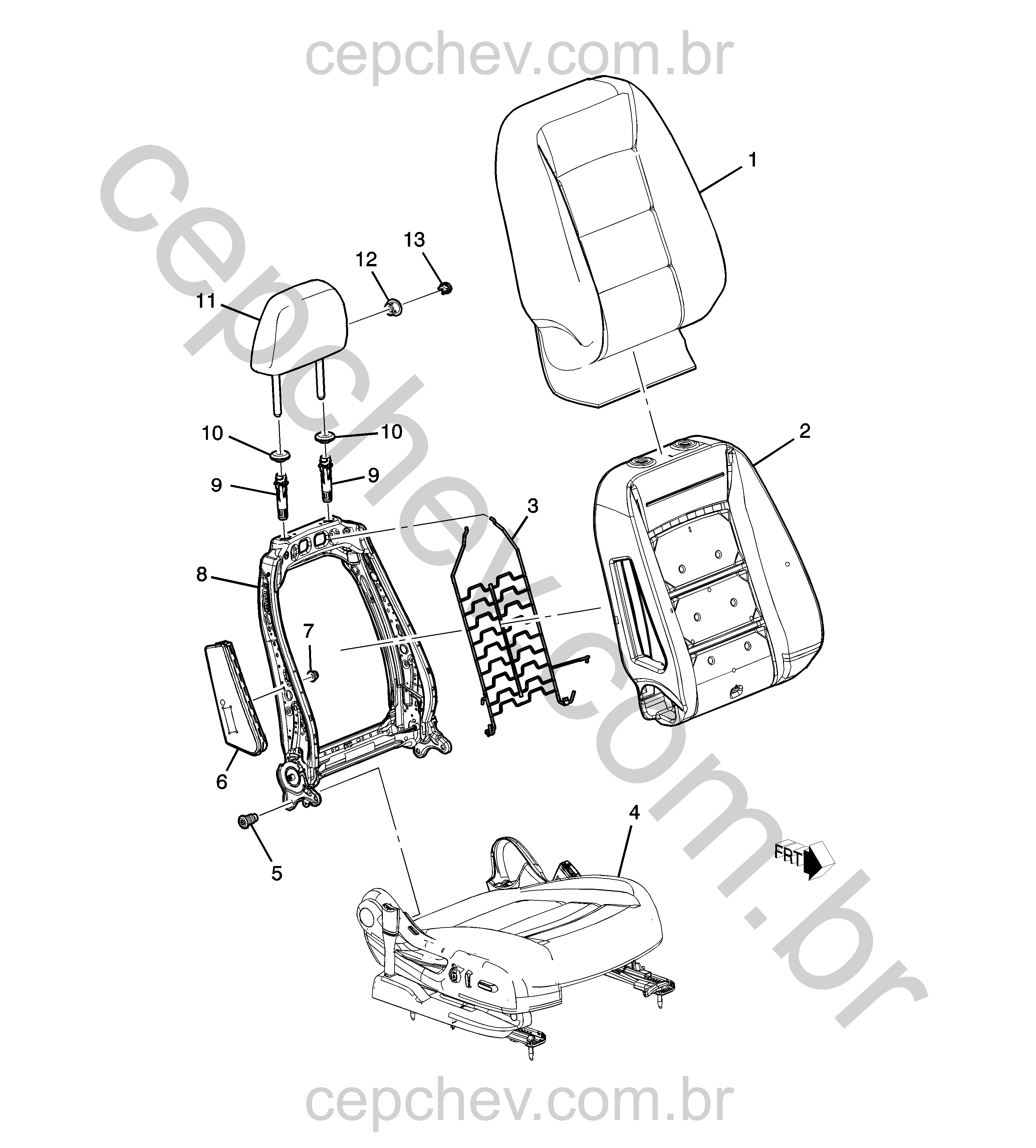 Conjunto banco dianteiro e traseiro direito manual AG5 com airbag lateral e ajustes