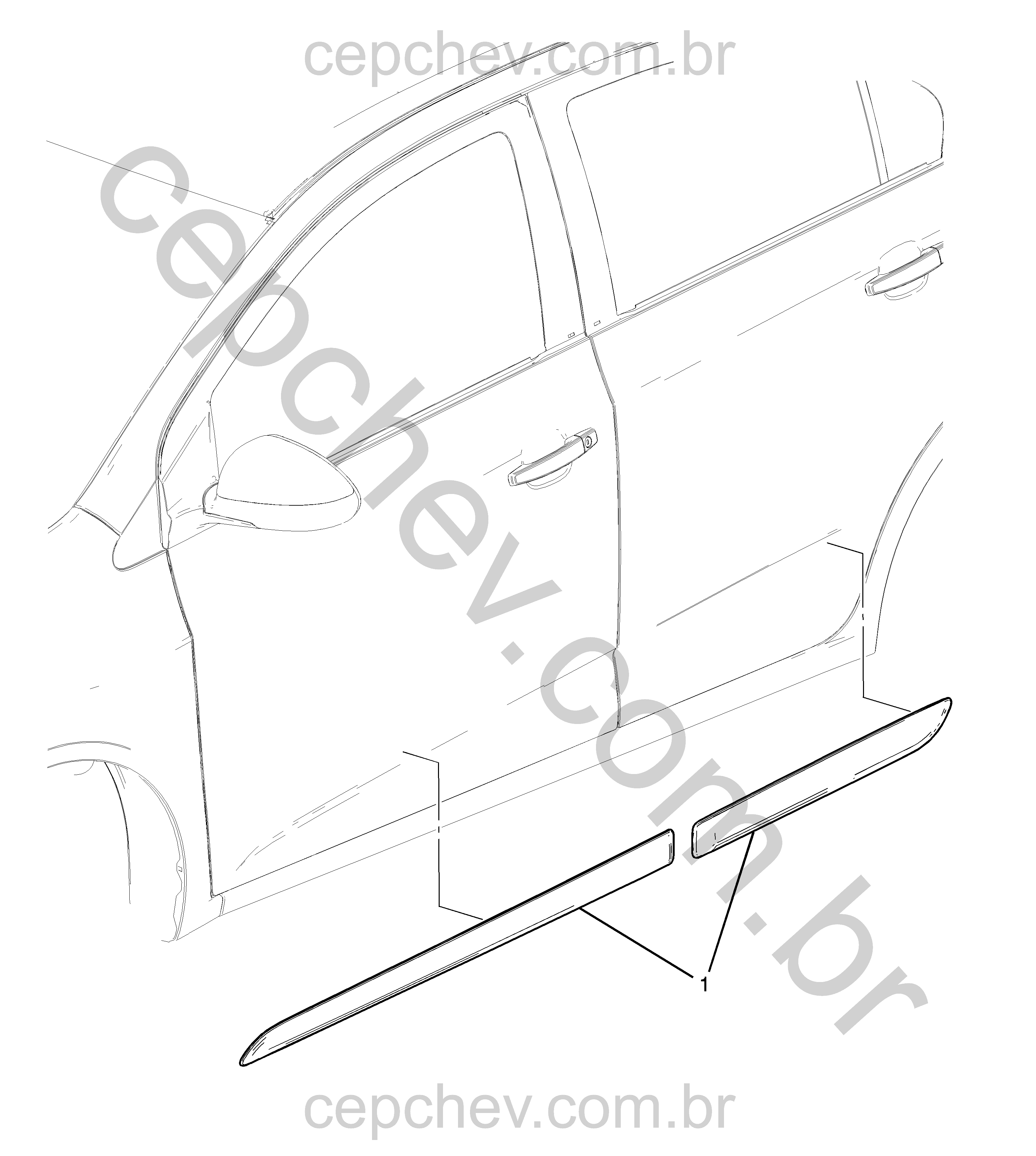 Pacote acessórios kit moldura inferior lado carroceria (2012–2013)