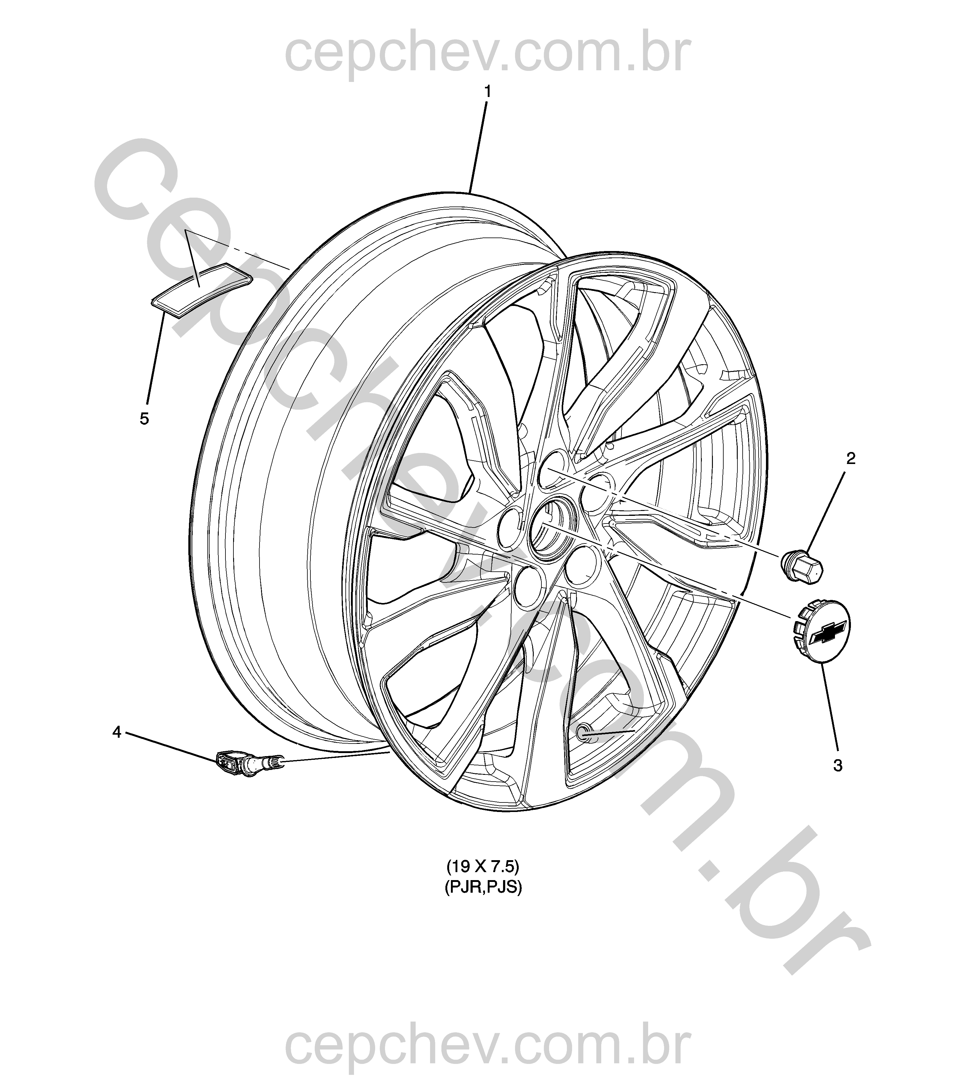 Rodas 19 x 7,5 (2022–2023) com sensor e acessórios completos