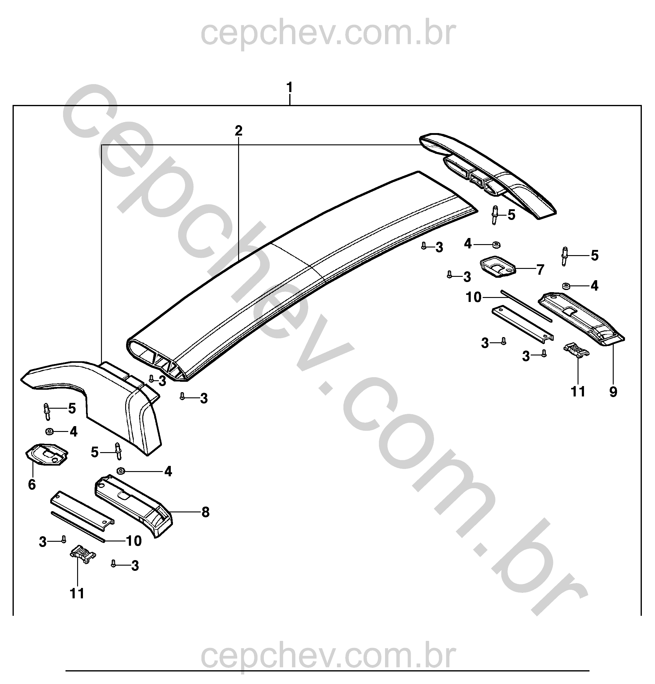 Pacote acessórios trilho e bagageiro (2011–2014)