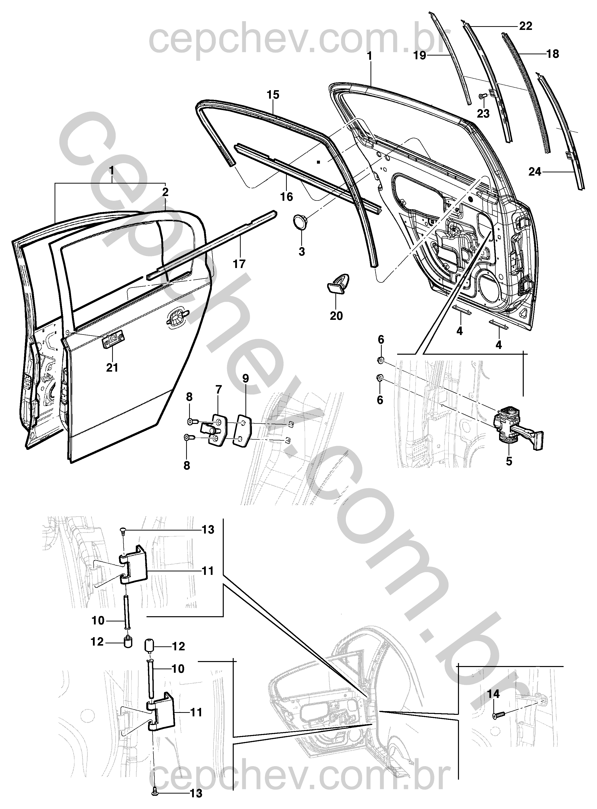 Porta traseira e componentes (Hatch)