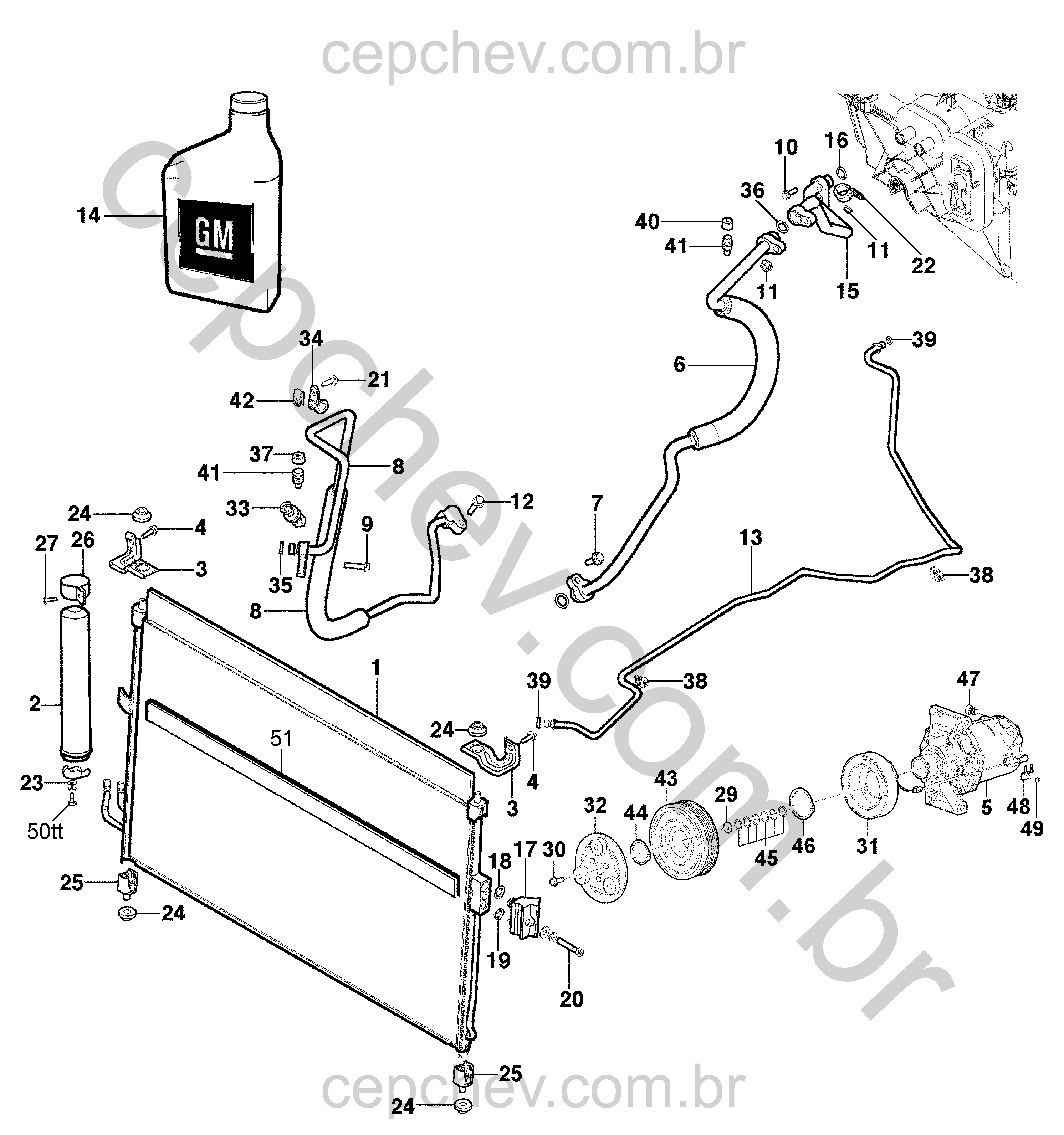 Sistema de refrigeração do ar-condicionado (LY7, LFX) com compressor e condensador