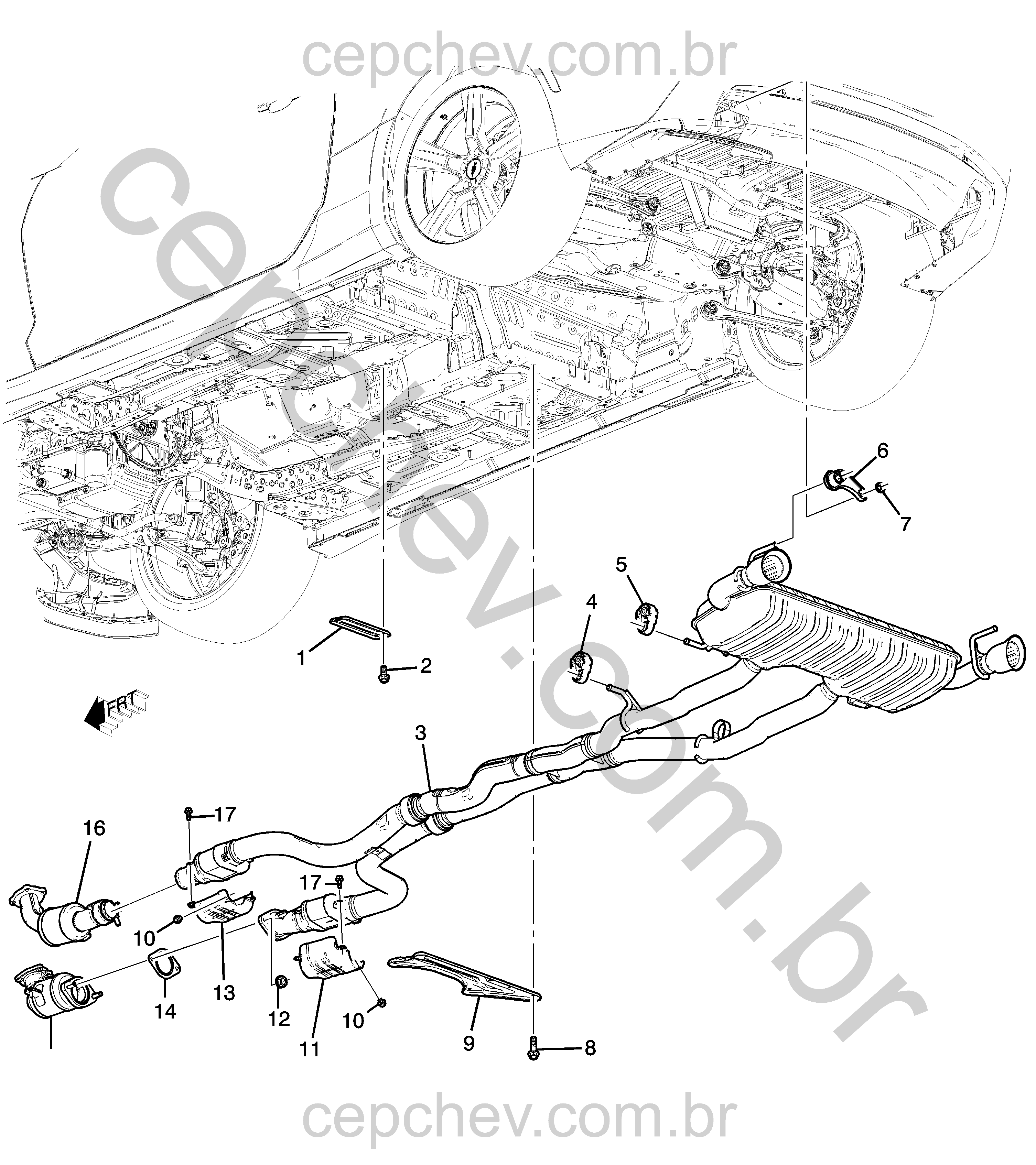 Sistema de escapamento traseiro (2016–2020) LT1 6.2 manual MM6 AJ, AK