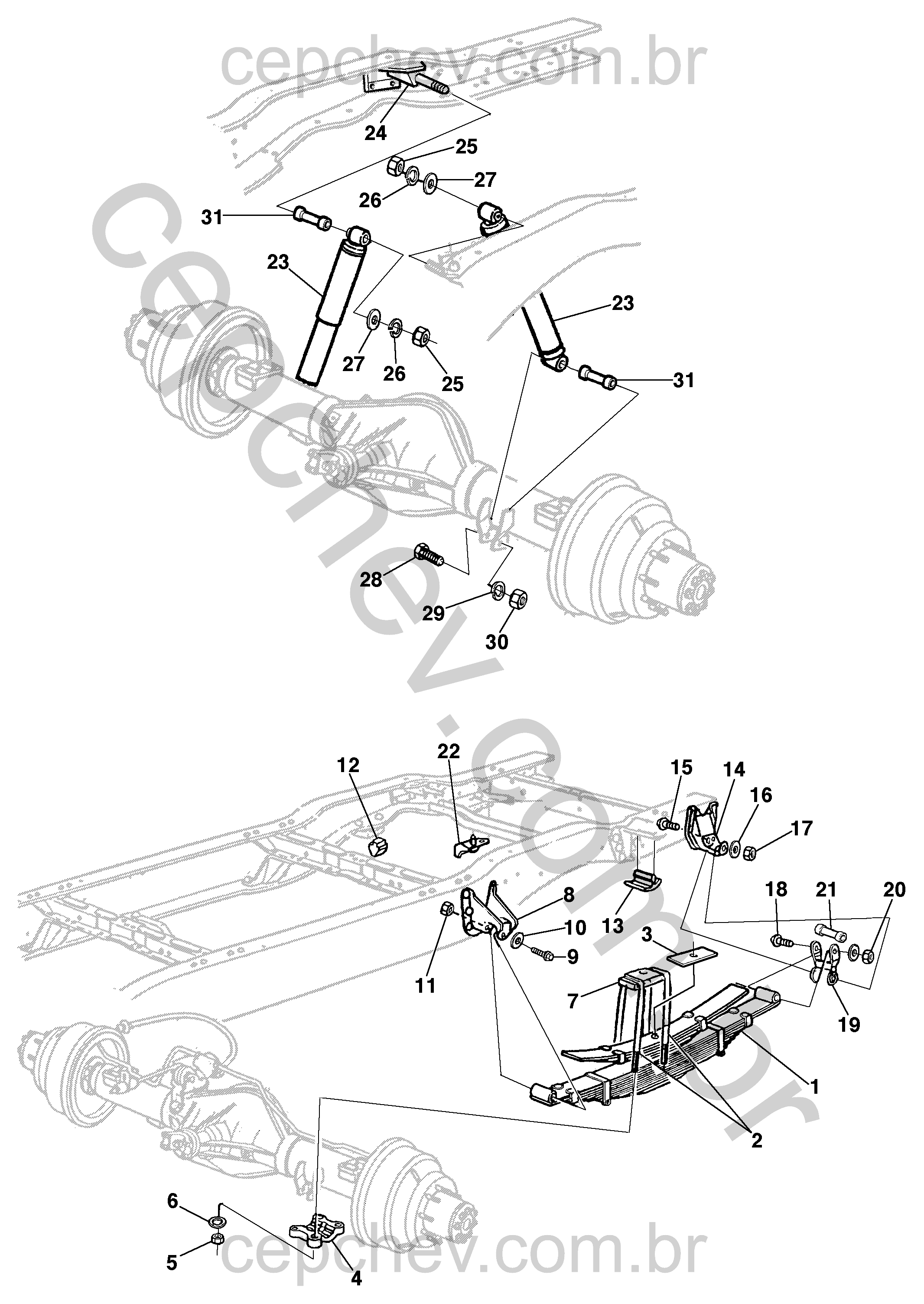 Suspensão traseira completa para GMC 6.100 e 6.150