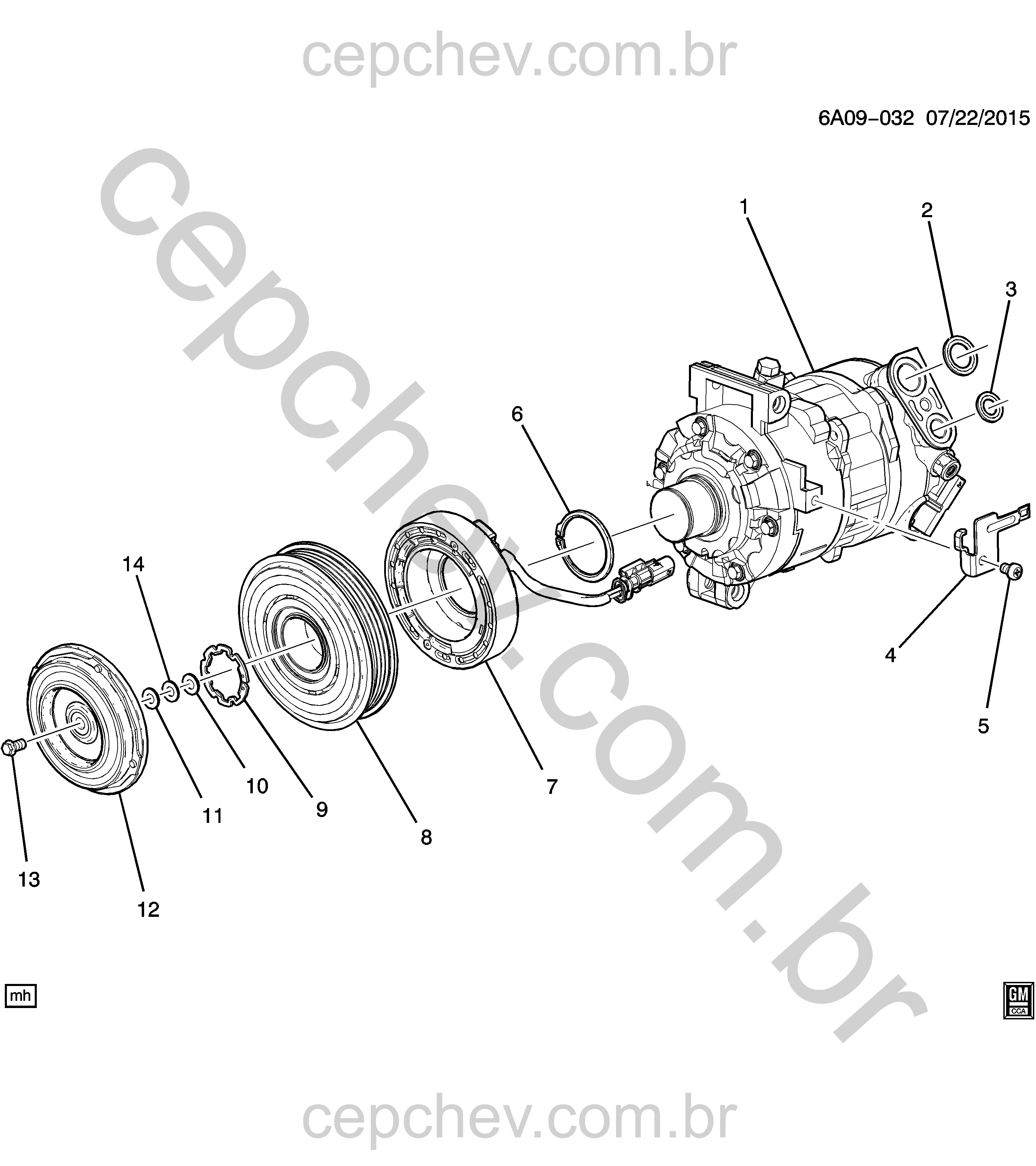 Compressor e componentes do ar-condicionado (LT4/6.2-6)