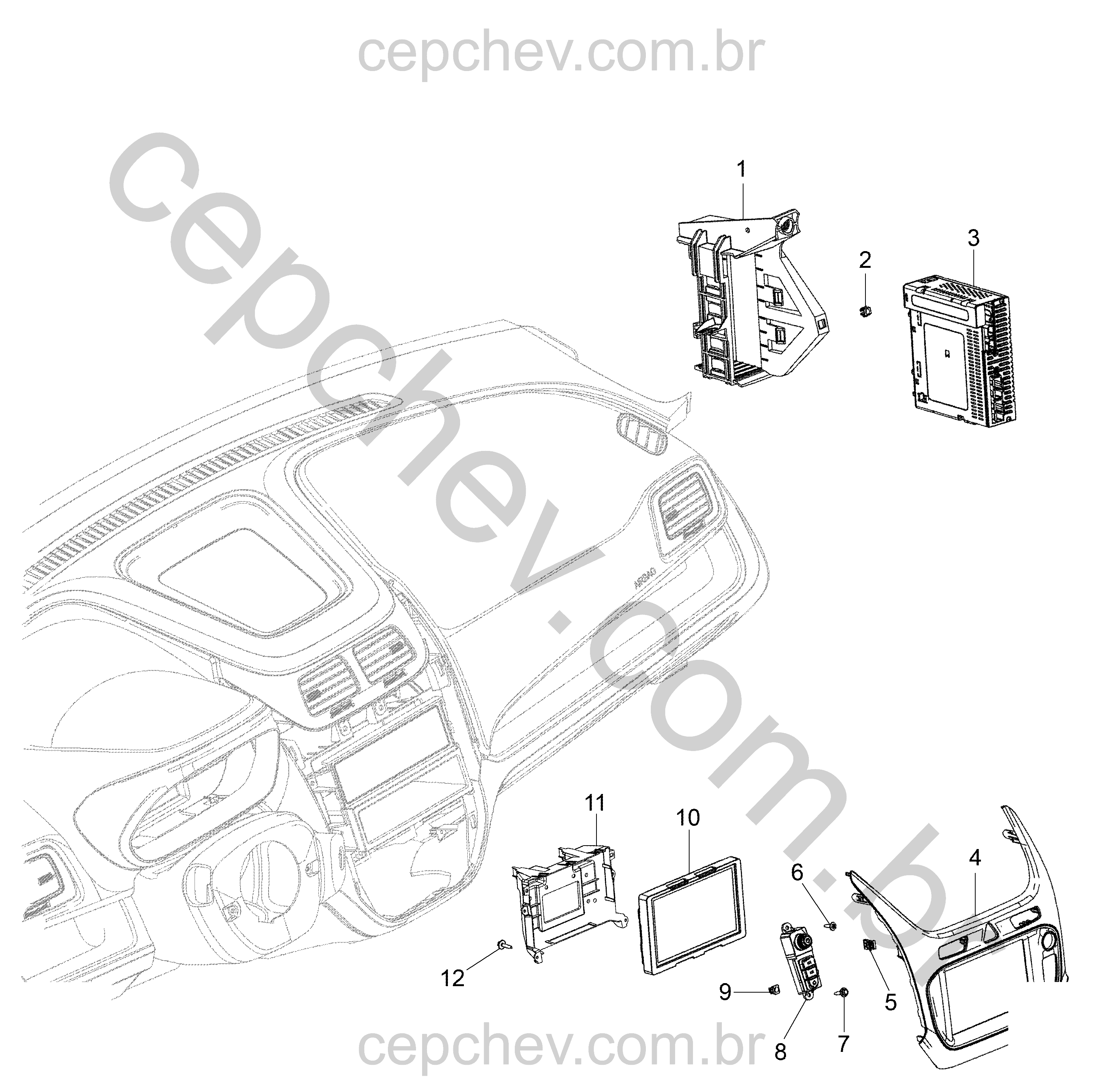 Fixação e suporte para rádio, receptor e controle com acessórios diversos