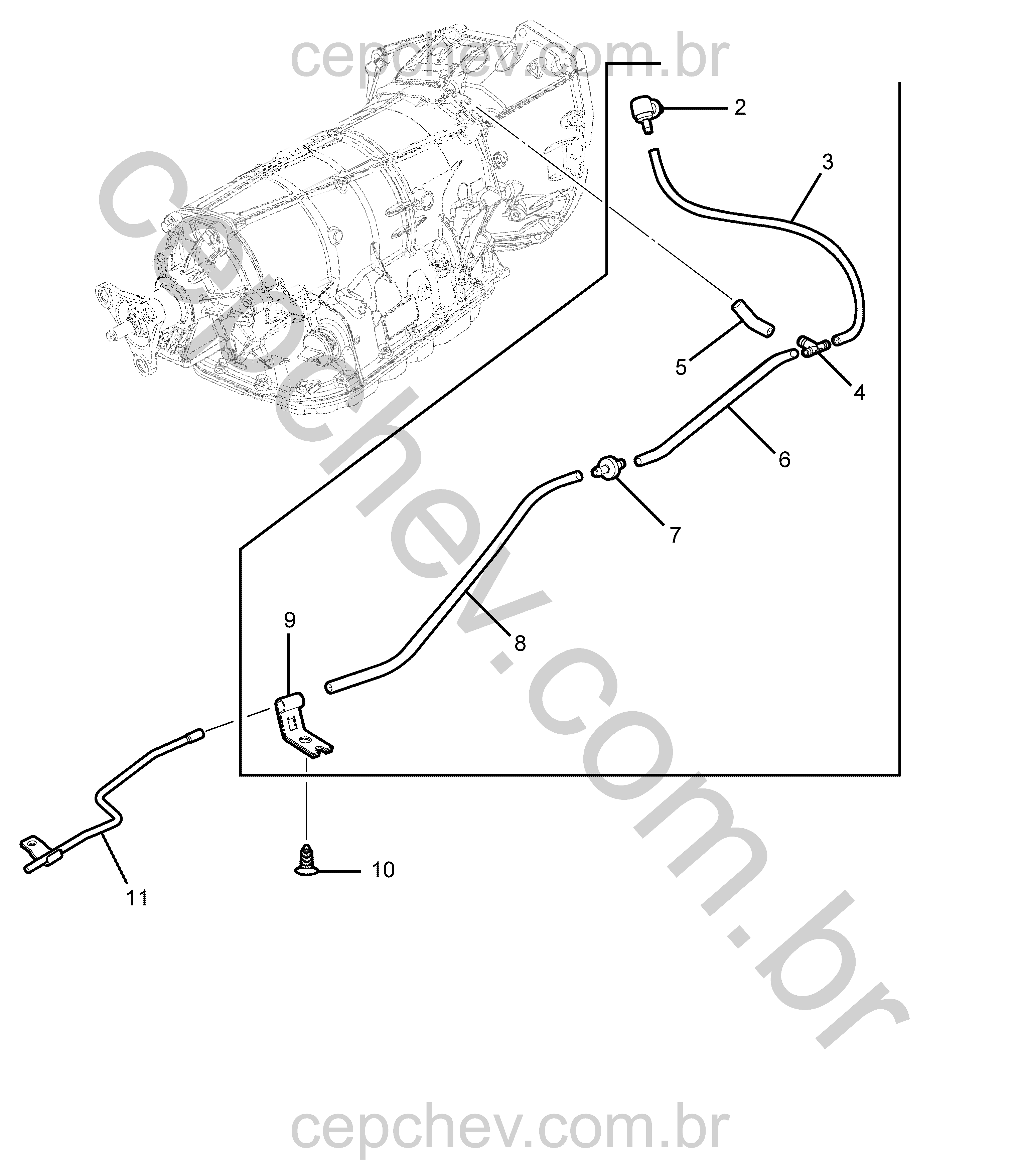 Conjunto de ventilação e respiro para transmissão automática (MYB)