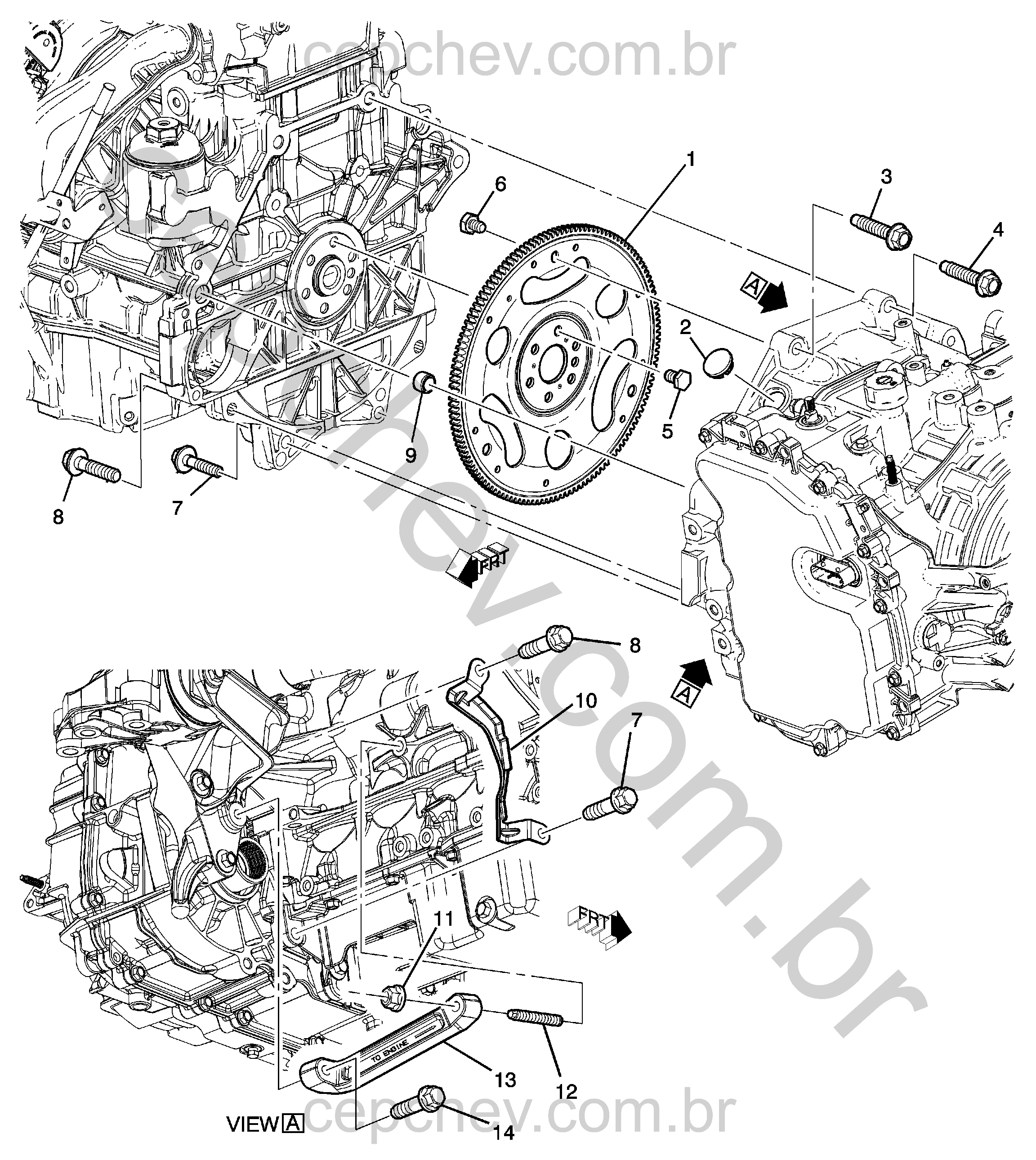 Fixação do motor e transmissão automática (LEA/2.4K, MH7)