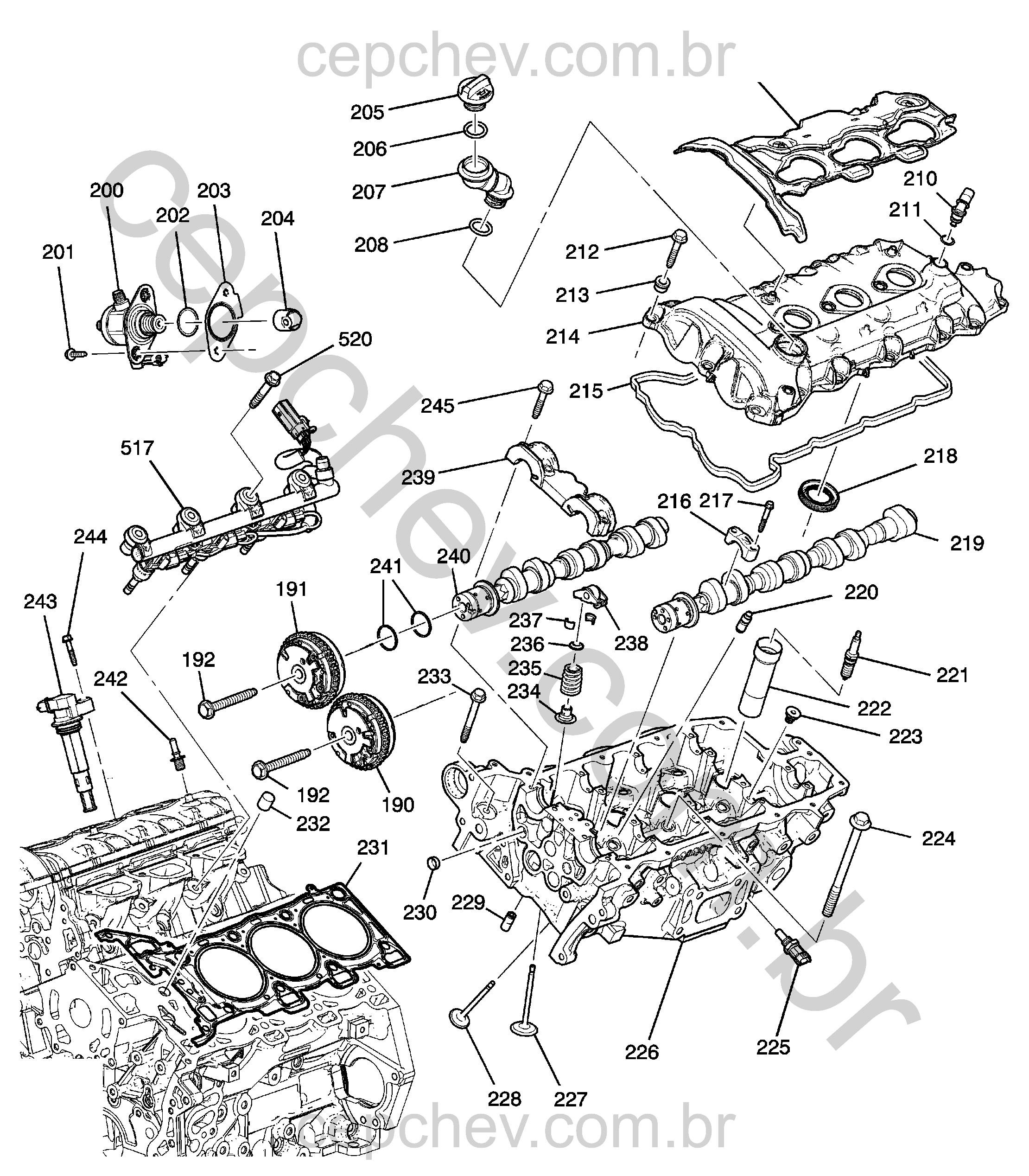 Conjunto motor 2.4L L4 cabeçote e peças relacionadas (LFW)