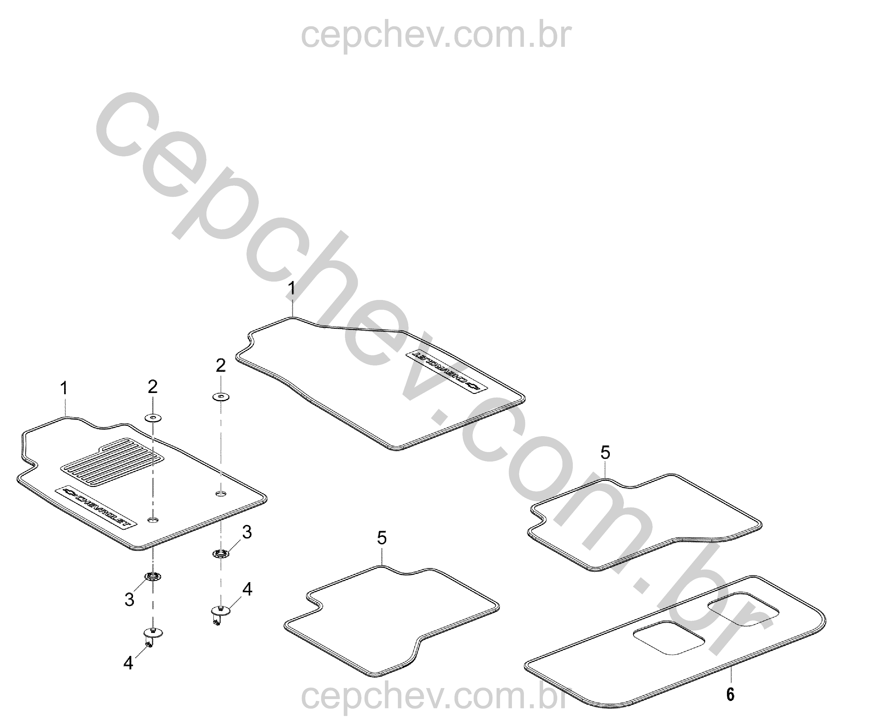 Carpete e tapetes auxiliares para assoalho (LHD, BDM)