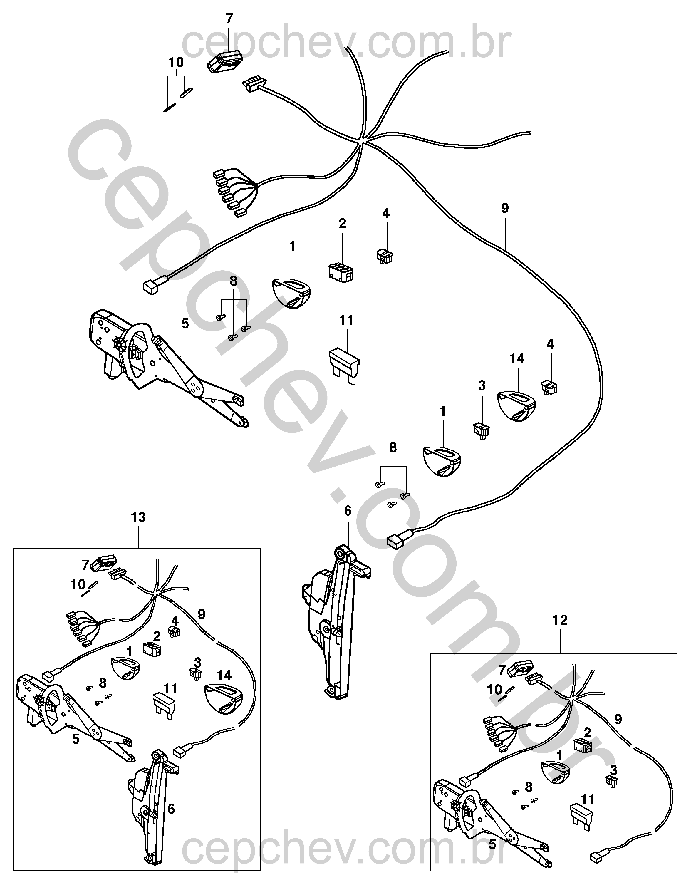Pacote acessórios para vidro elétrico (ano modelo 2007)
