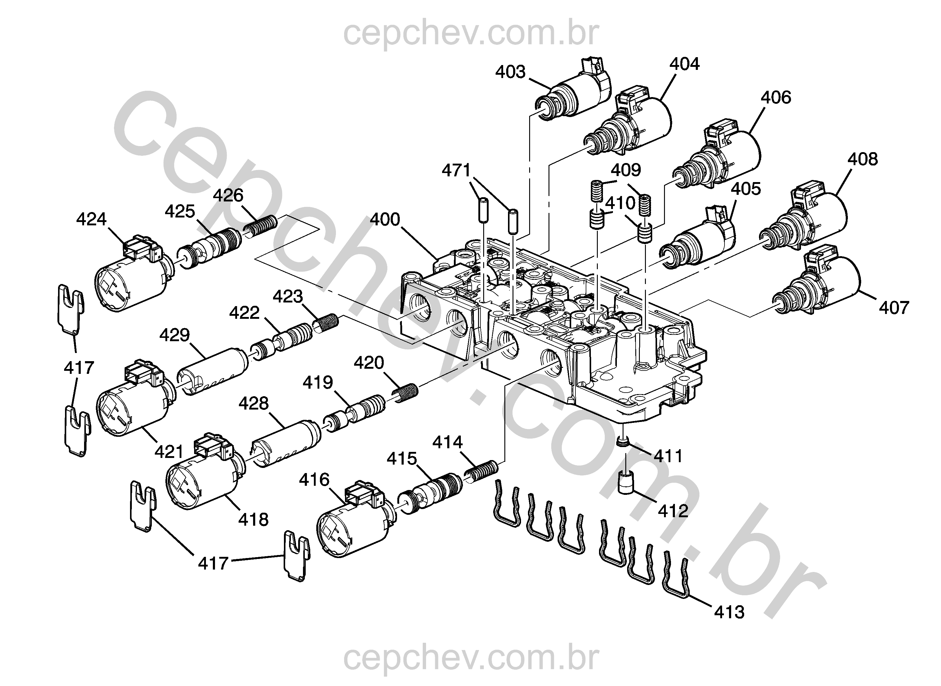 Transmissão automática conjunto corpo solenoide válvula controle (2020–2021)